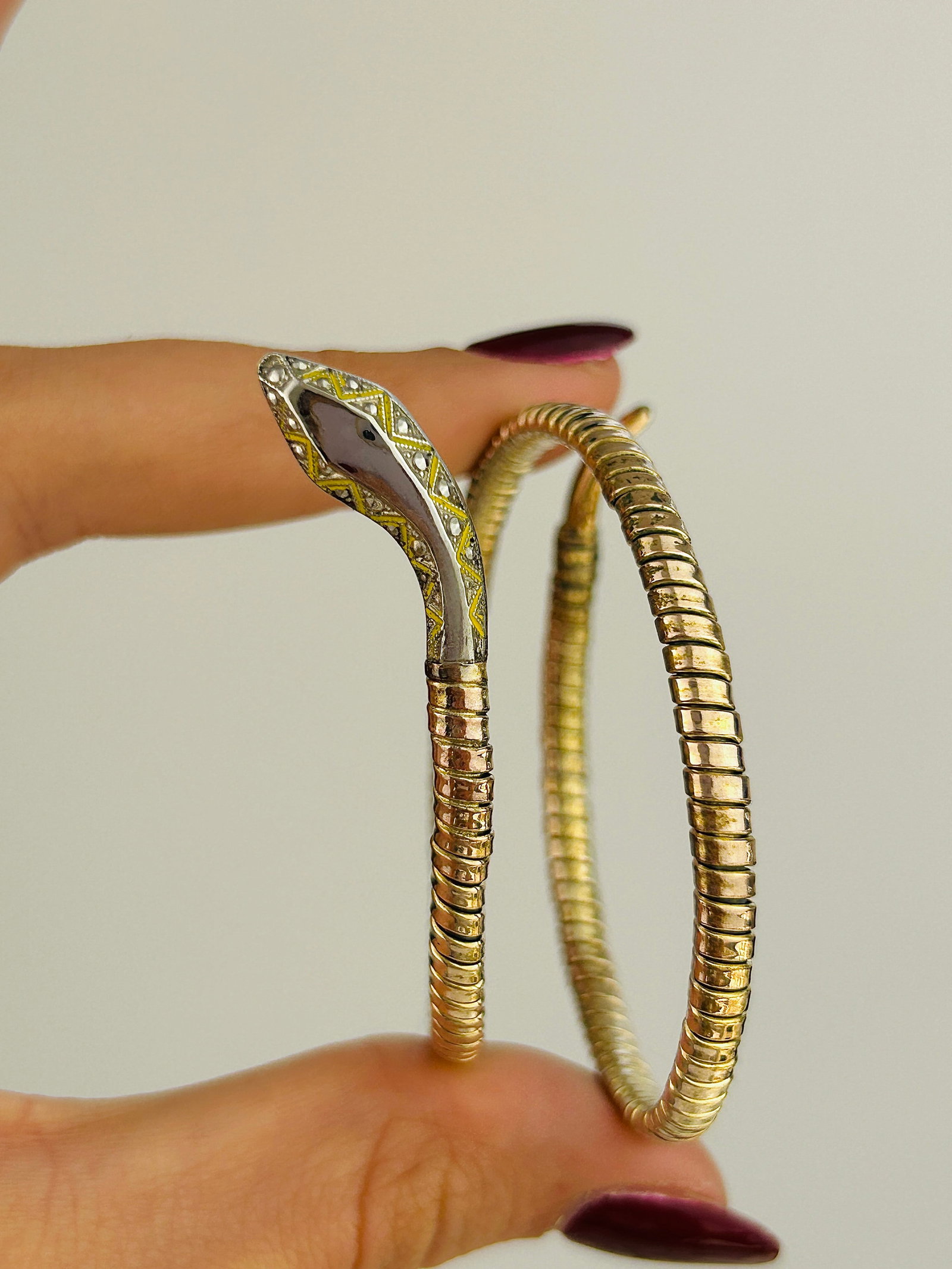 Gilt Metal Coiled Snake Bangle - 3