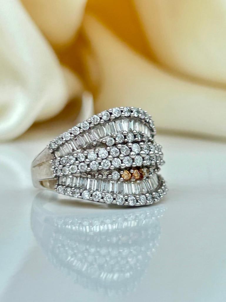 Large 14k White Gold Diamond Cocktail Ring: Large 14k White Gold Diamond Cocktail Ring incredible large statement ring!! exquisite!! measurements size UK N1/2 US 7 head of ring 22mm x 16mm weight 8.73g 
