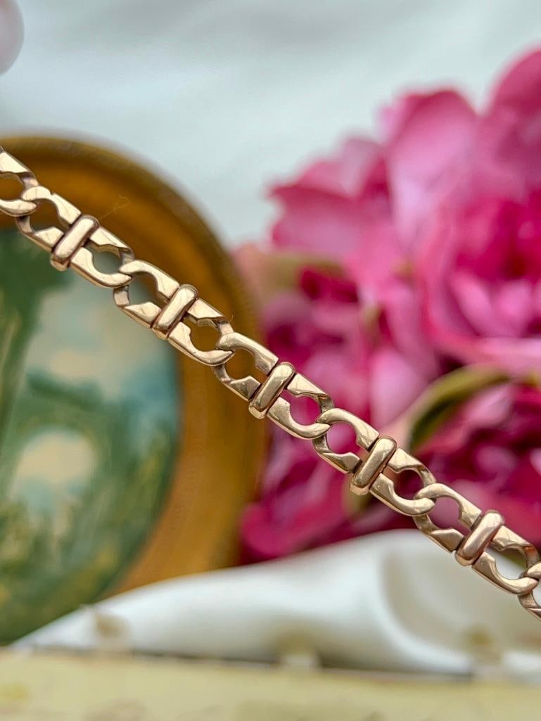 Vintage heavy 9ct gold fancy style mariner link bracelet - 6