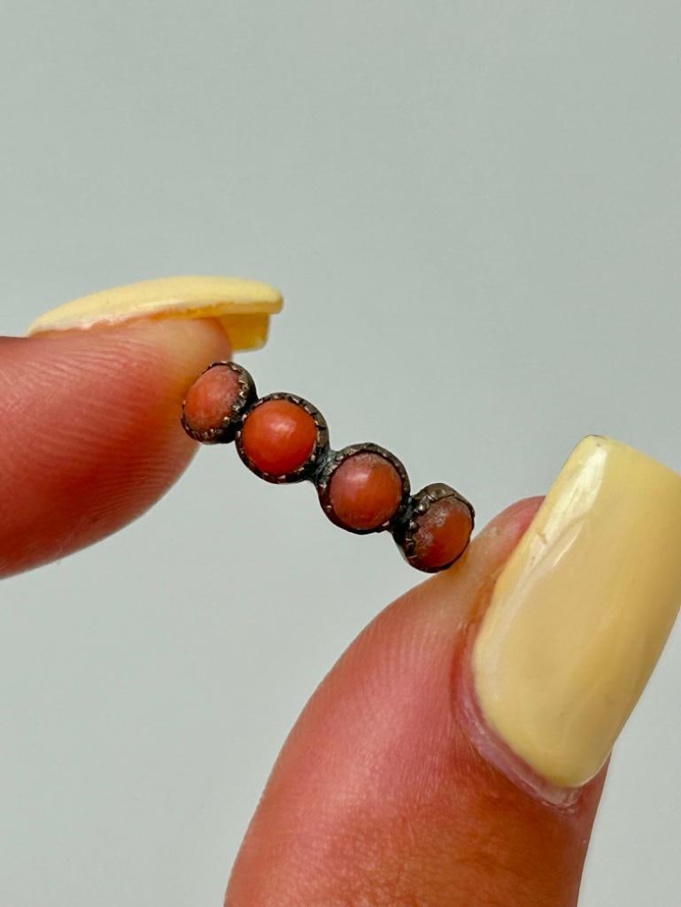 Antique Coral Half Hoop Ring in Gold: Antique Coral Half Hoop Ring in Gold sweetest coral ring measurements size UK L1/2 US 6 head of ring 16mm x 5mm weight 1.77g materials 