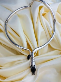 Mexican 925 Silver Snake Collar Necklace - 10