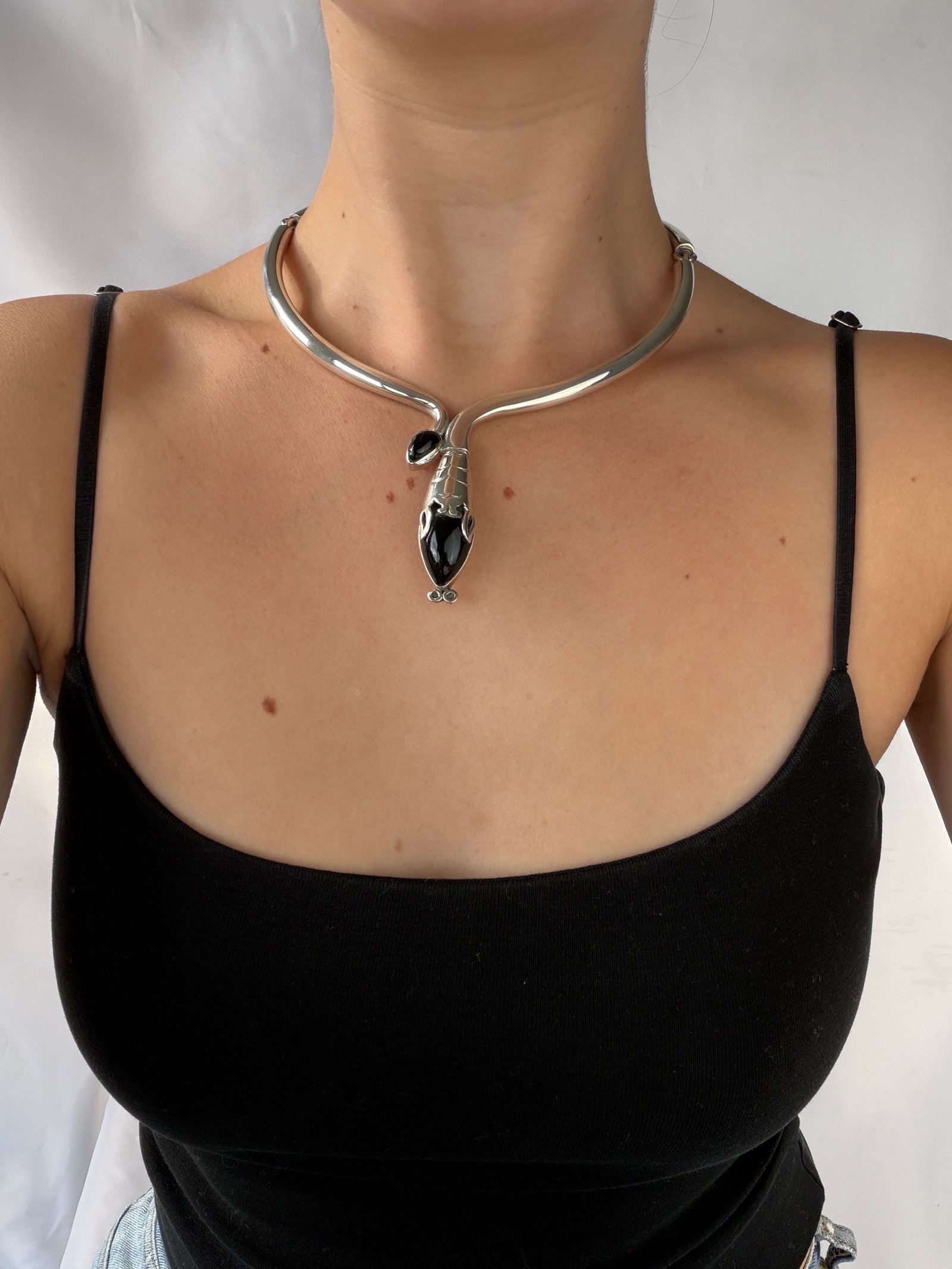 Mexican 925 Silver Snake Collar Necklace - 6