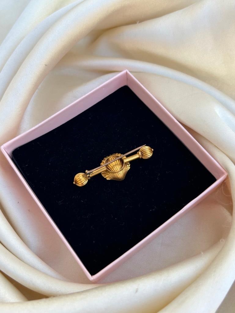 Wonderful 18ct Yellow Gold Shell Brooch Pin AF - 6
