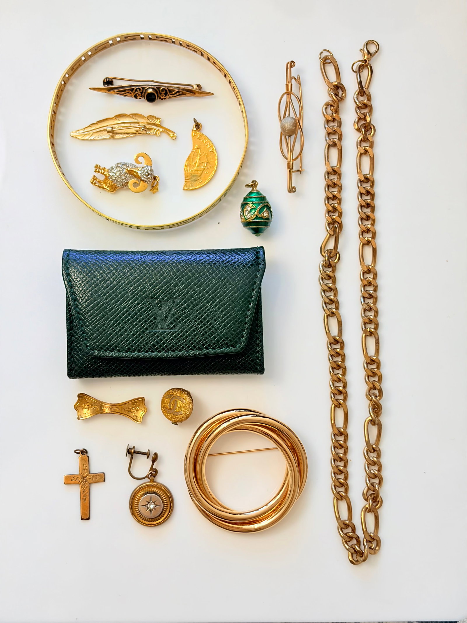 MIXED LOT- LOUIS VUITTON CUFF LINKS, BANGLE ETC (1 of 7)