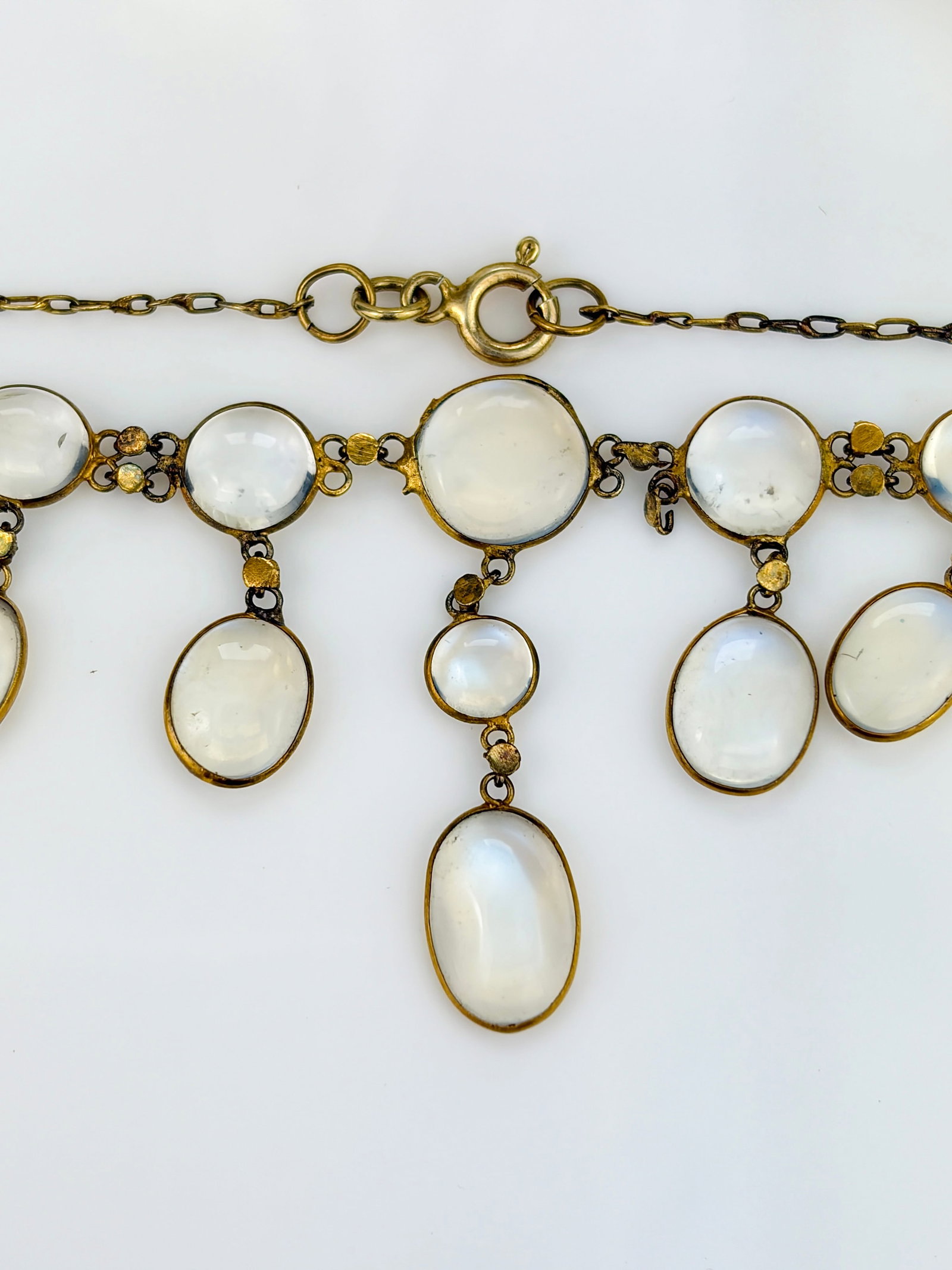 ANTIQUE GOLD MOONSTONE DROP NECKLACE - 5