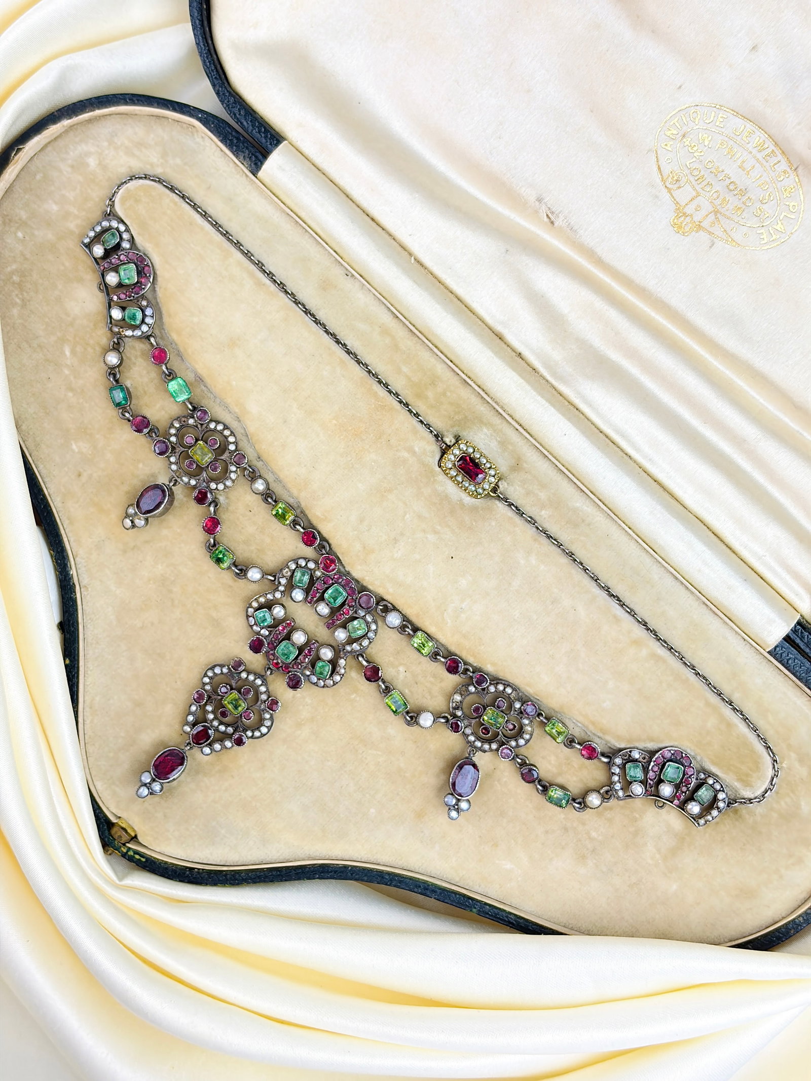 OUTSTANDING ANTIQUE MULTIGEM FANCY BOXED NECKLACE (1 of 11)