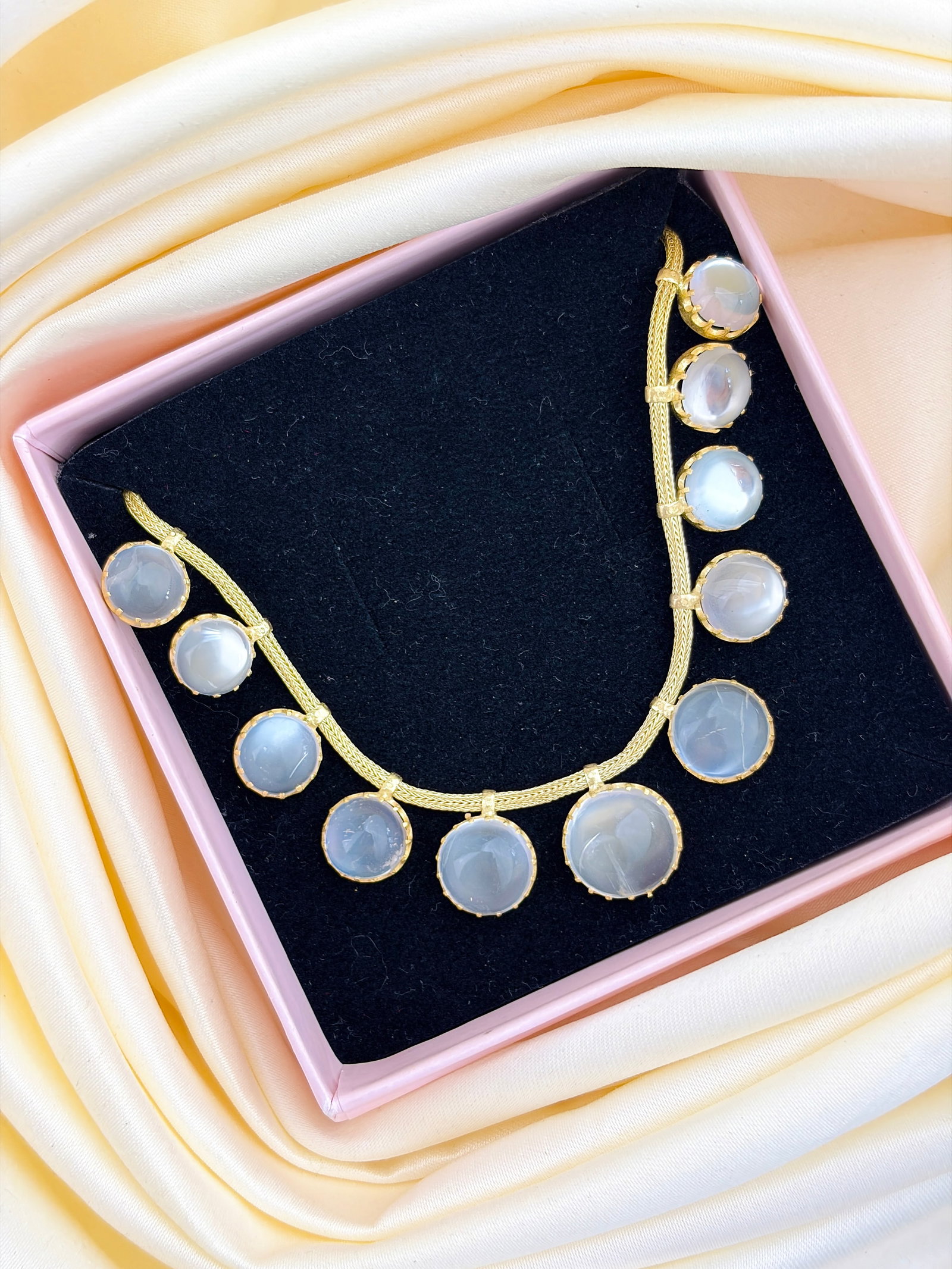 ANTIQUE SILVER GILD MOONSTONE NECKLACE - 6