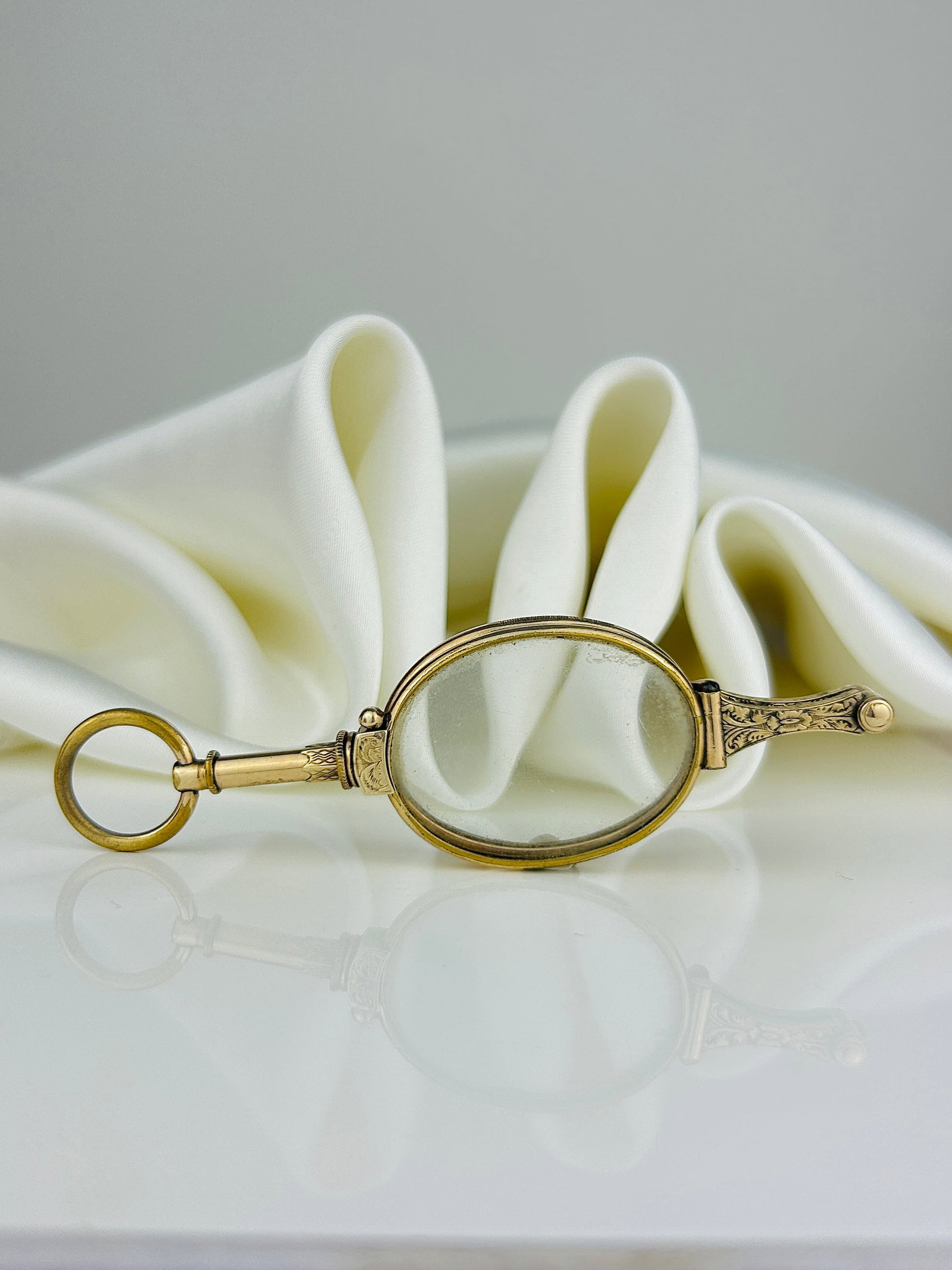 Antique Gilt Metal Lorgnette/Glasses Pendant - 2