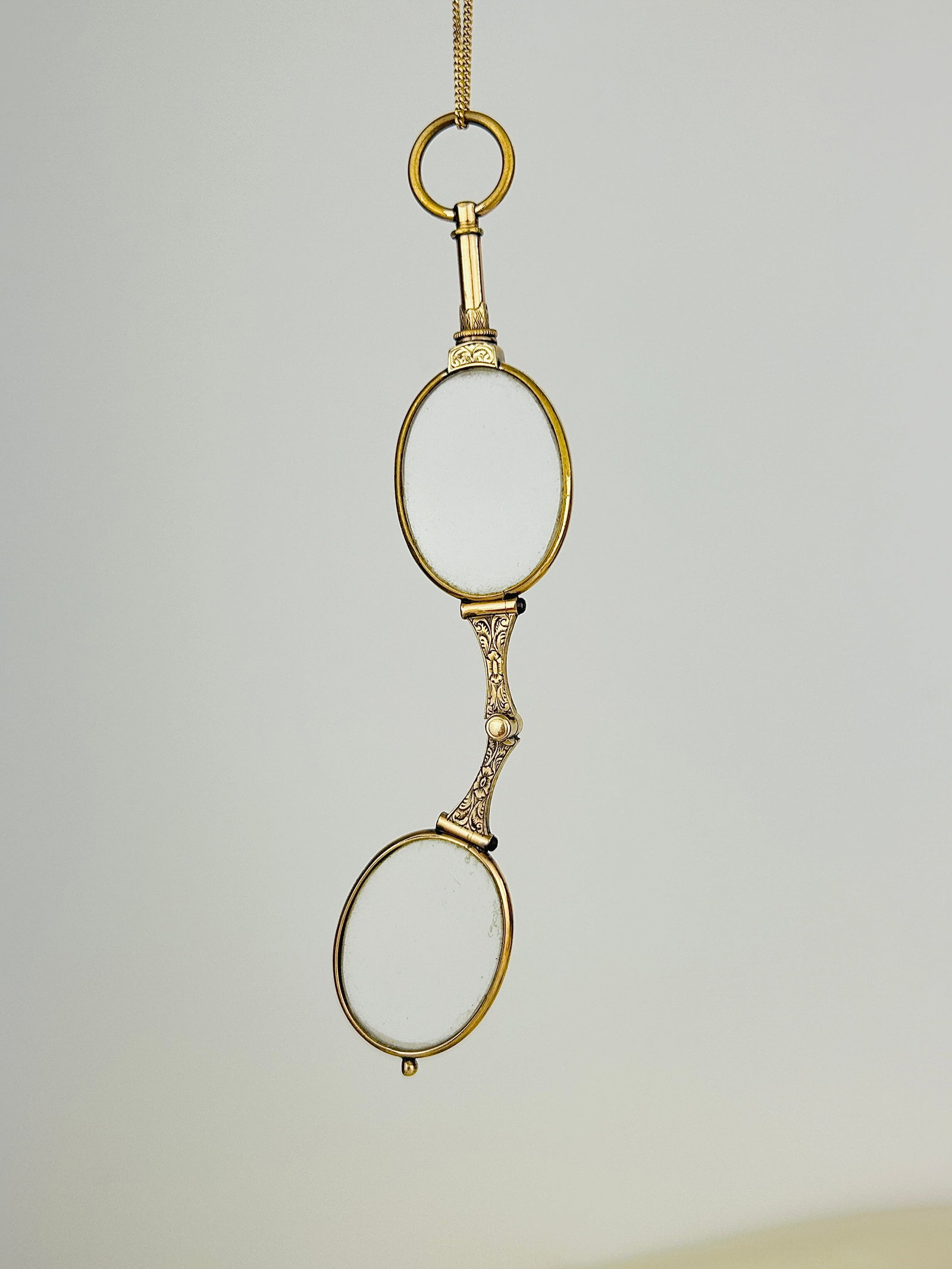 Antique Gilt Metal Lorgnette/Glasses Pendant - 4