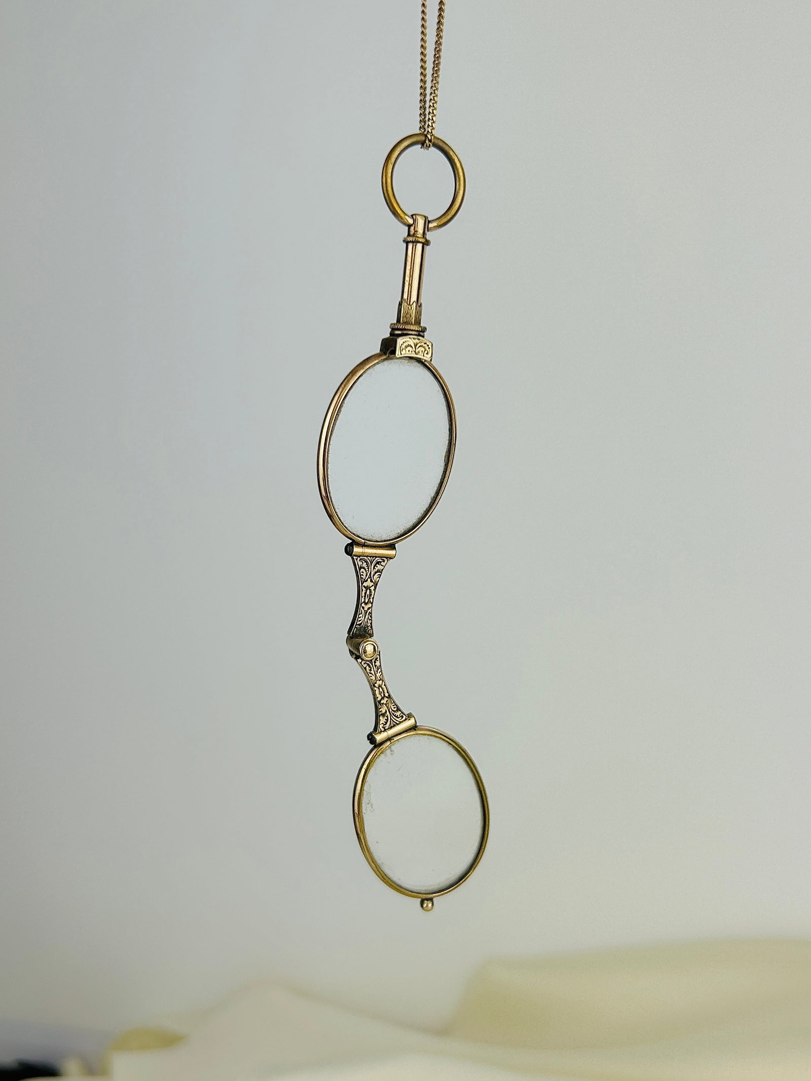 Antique Gilt Metal Lorgnette/Glasses Pendant - 6