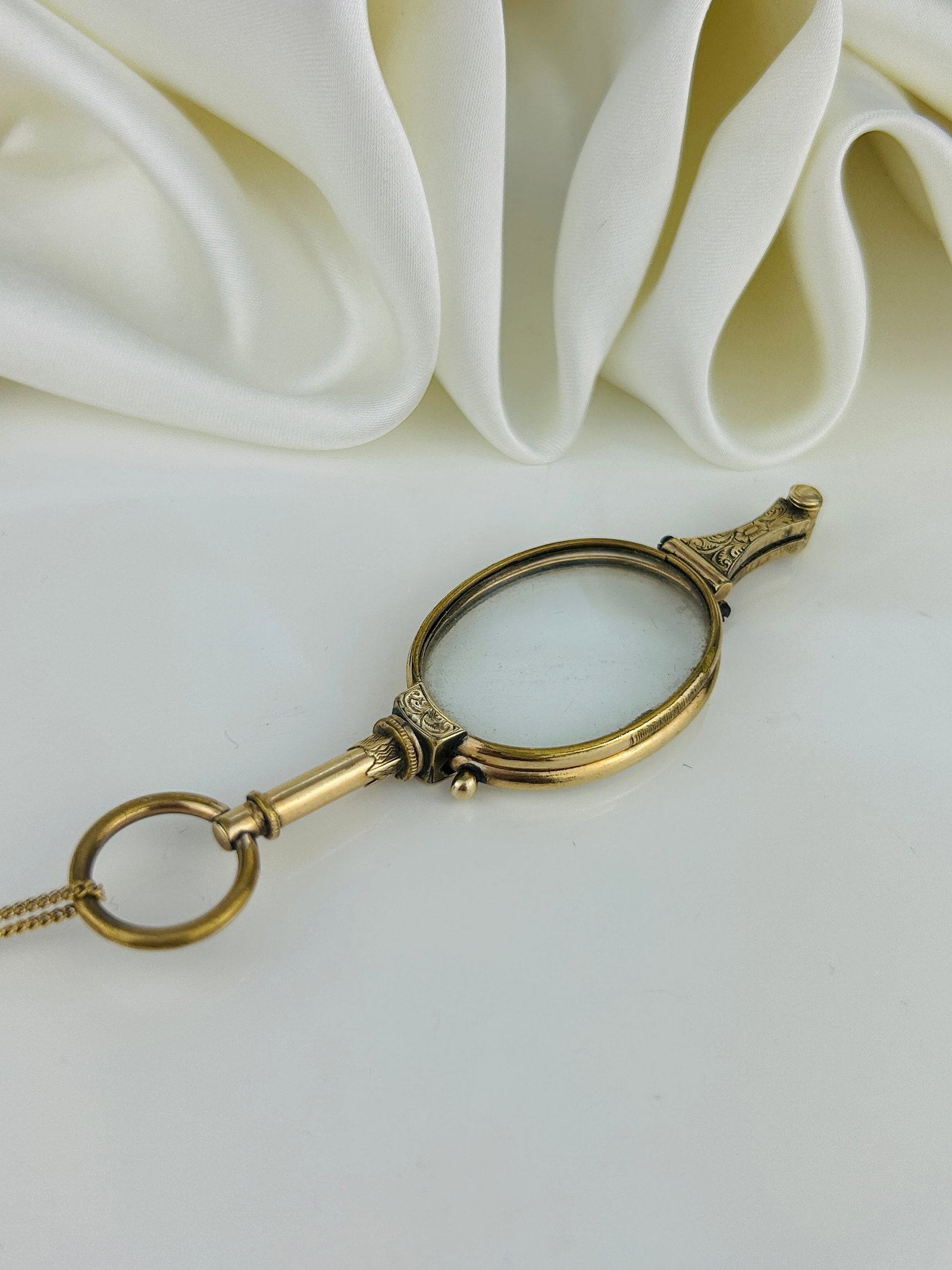 Antique Gilt Metal Lorgnette/Glasses Pendant - 7