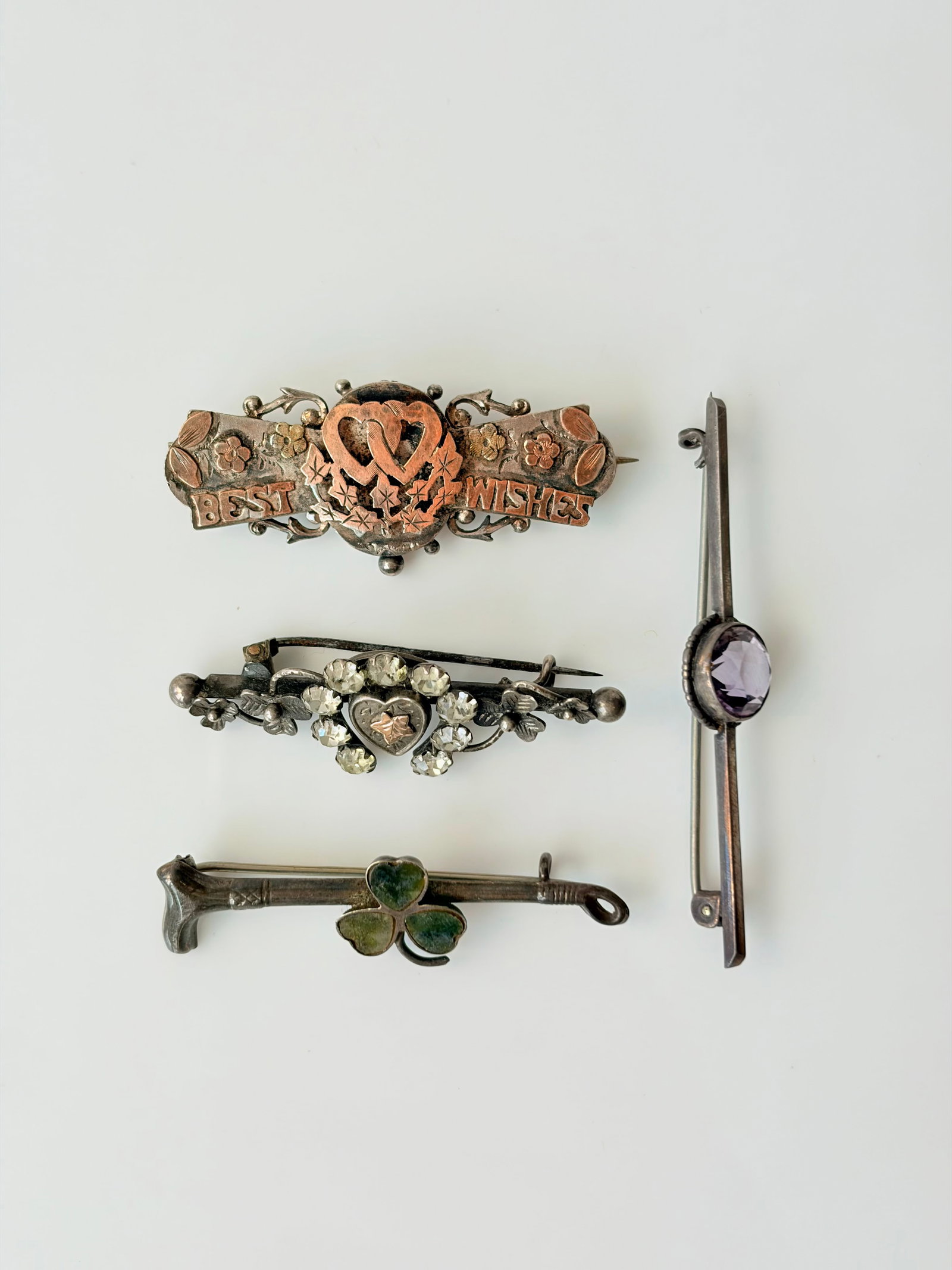 MIXED LOT- 4X SILVER ANTIQUE BROOCHES (1 of 3)