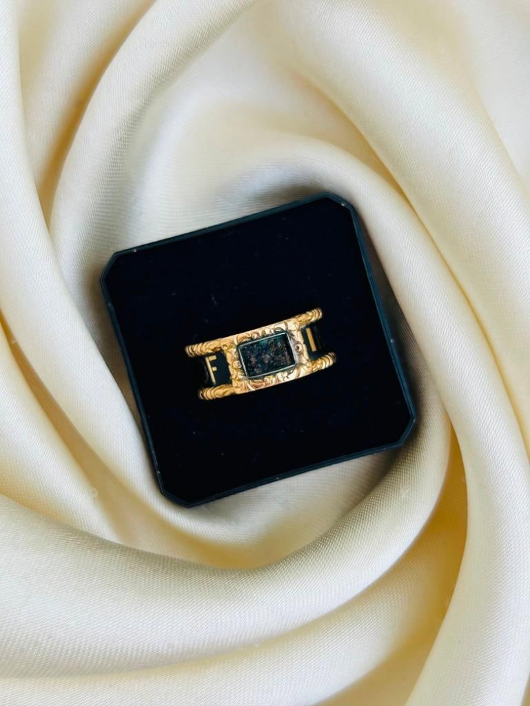 Antique 18ct Yellow Gold Black Enamel In Memory Of Band Ring - 9