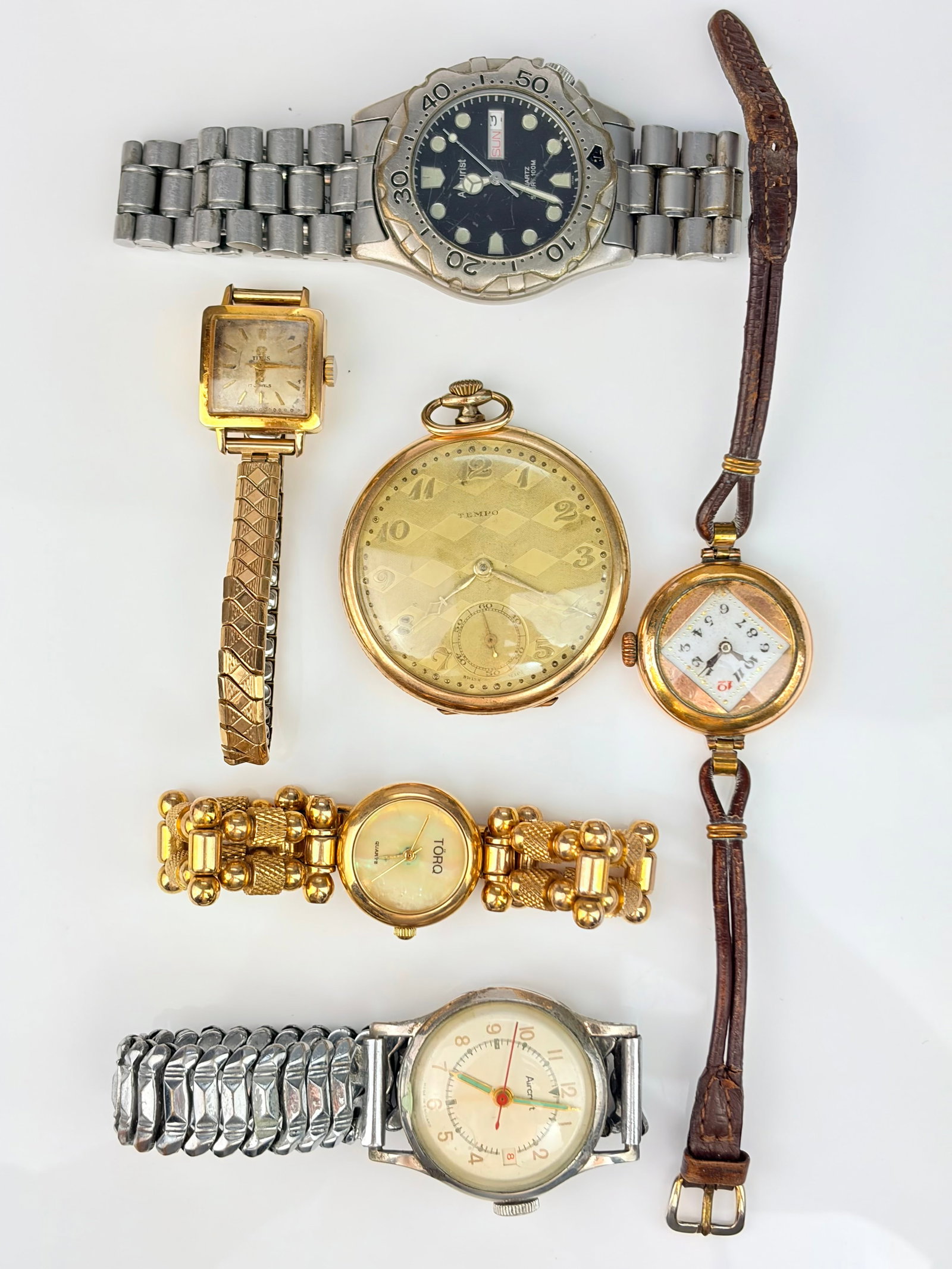 MIXED LOT 5X WATCHES AND POCKET WATCH 'AIRCRAFT' WATCH (1 of 5)