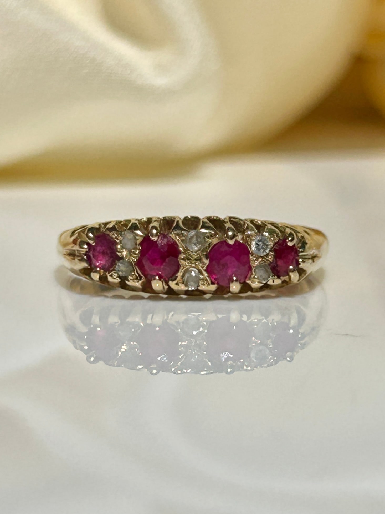 18ct Yellow Gold Ruby And Diamond 5 Stone Ring (1 of 7)