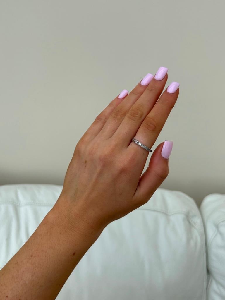 Wonderful White Sapphire Full Eternity Band Ring in White Gold - 4