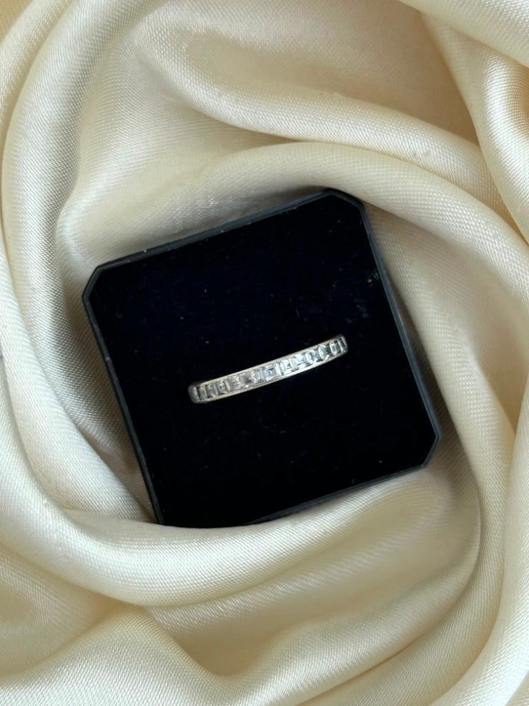 Wonderful White Sapphire Full Eternity Band Ring in White Gold - 5