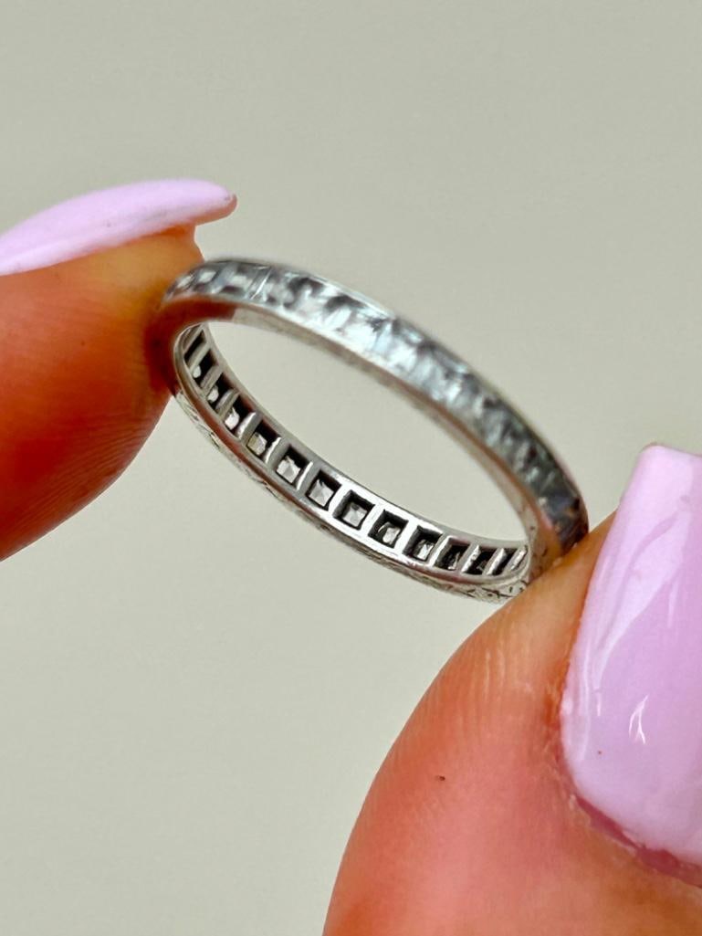 Wonderful White Sapphire Full Eternity Band Ring in White Gold - 6