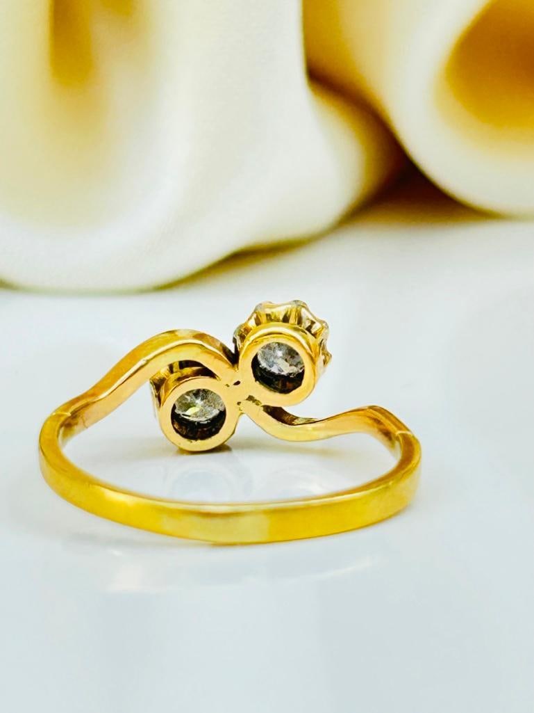 Sweet 18ct Yellow Gold Diamond Crossover Moi et Toi Ring - 8
