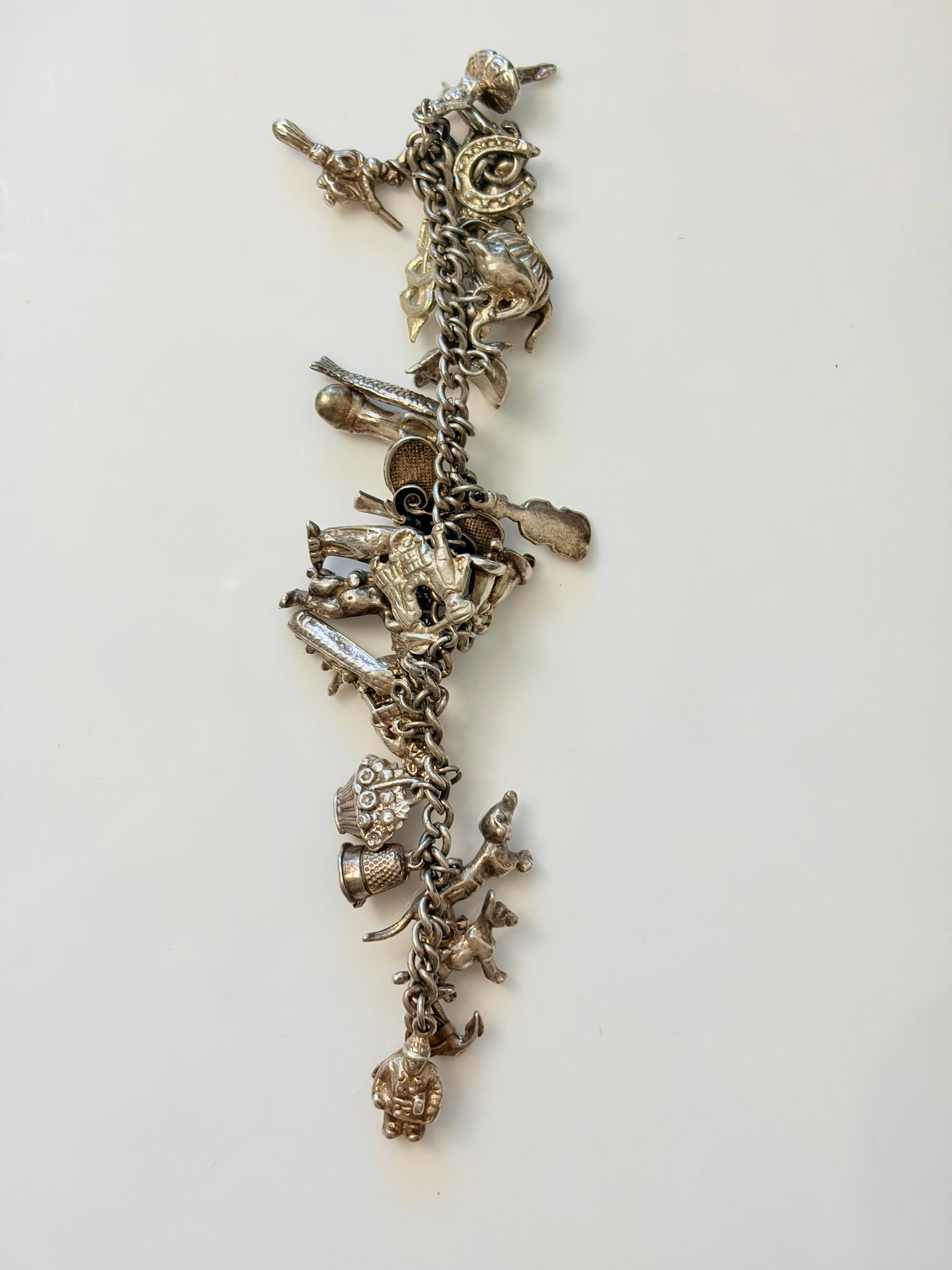 SILVER CHARM BRACELET: SILVER CHARM BRACELET SIZE- 18CM WEIGHT- 81.81G