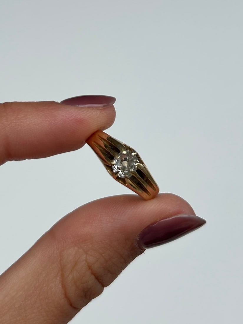 Antique C.1904 .50pt Diamond Belcher Ring in 18ct Yellow Gold - 6