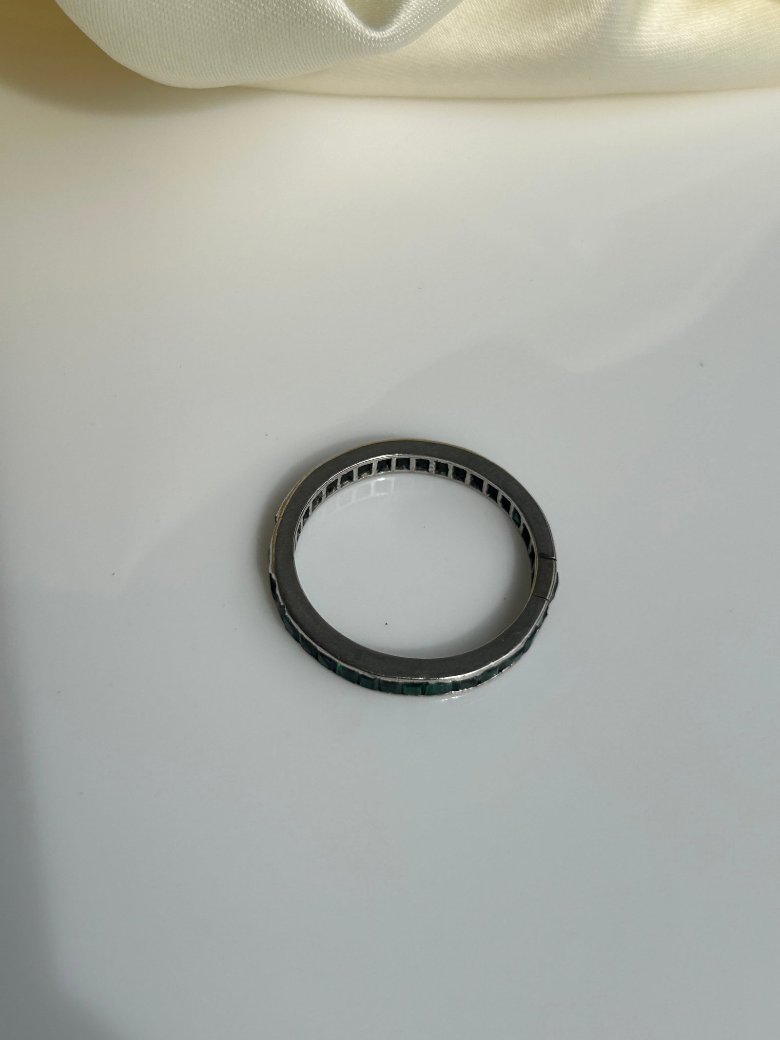 Antique Platinum Emerald Full Eternity Ring - 4