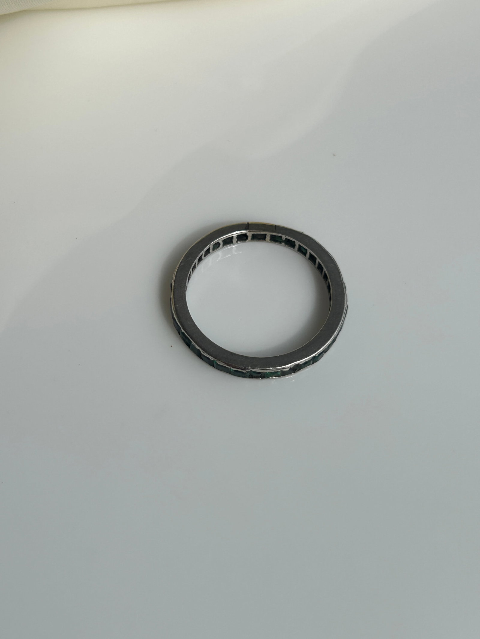 Antique Platinum Emerald Full Eternity Ring - 5