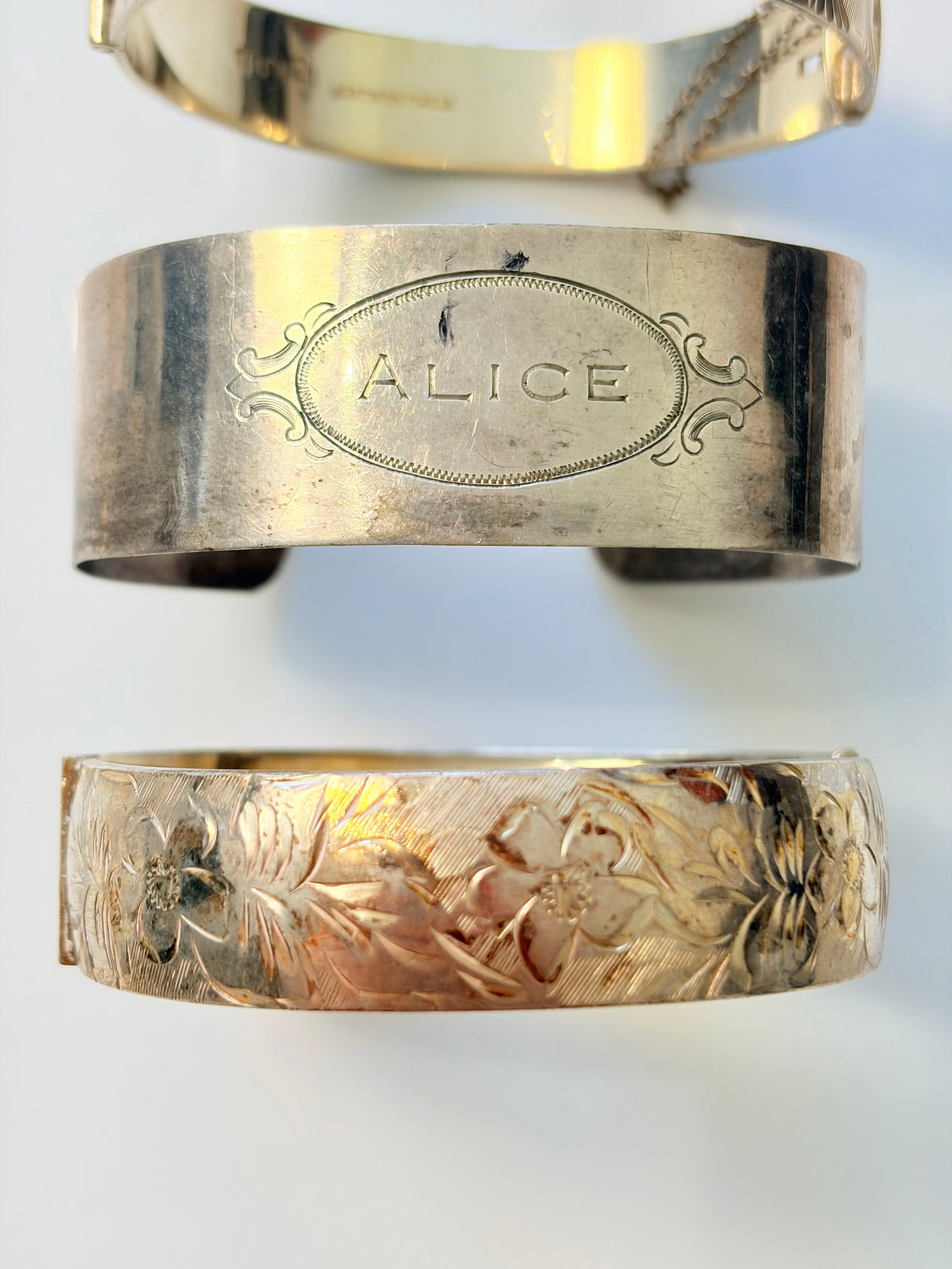 MIXED LOT- 3X SILVER BANGLES - 4