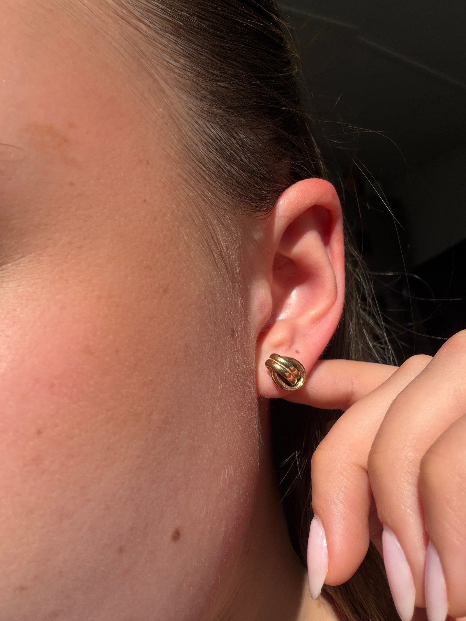 VINTAGE 9CT YELLOW GOLD TWISTED KNOT STUD EARRINGS - 5