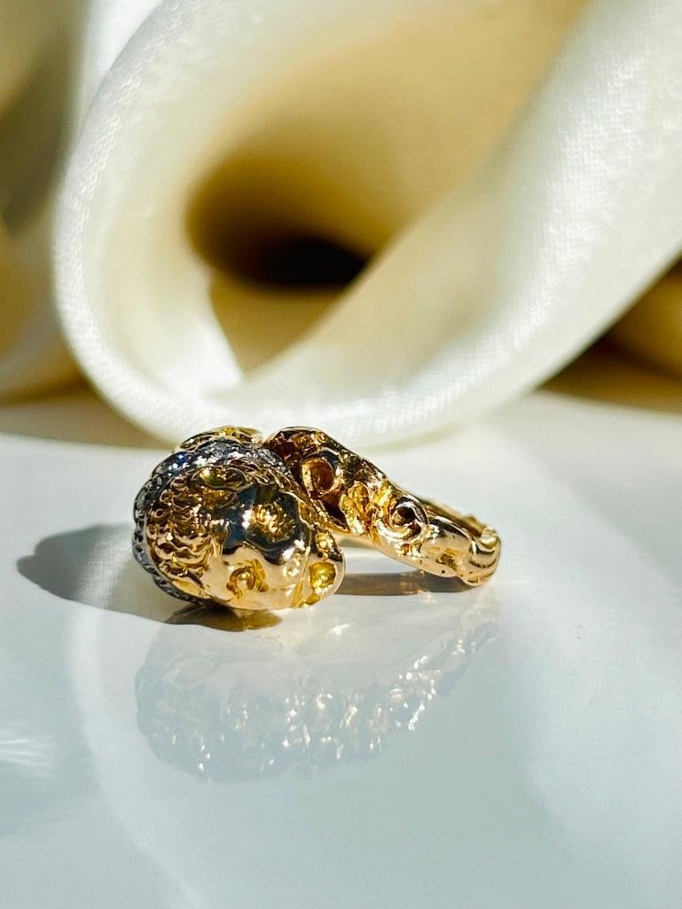 Heavy 18ct Yellow Gold “zolotas” Diamond Lion Ring - 4