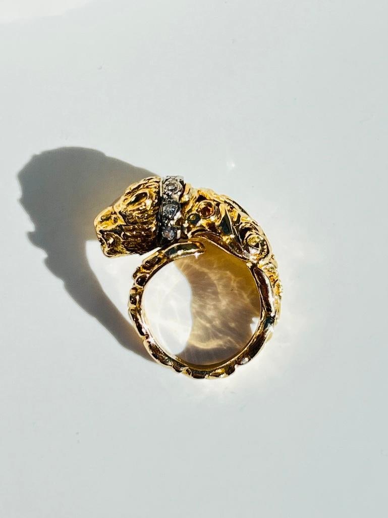 Heavy 18ct Yellow Gold “zolotas” Diamond Lion Ring - 5
