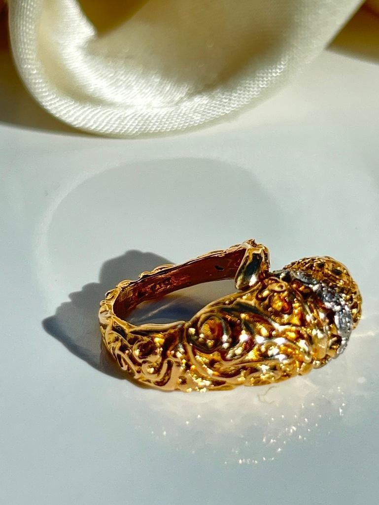 Heavy 18ct Yellow Gold “zolotas” Diamond Lion Ring - 6