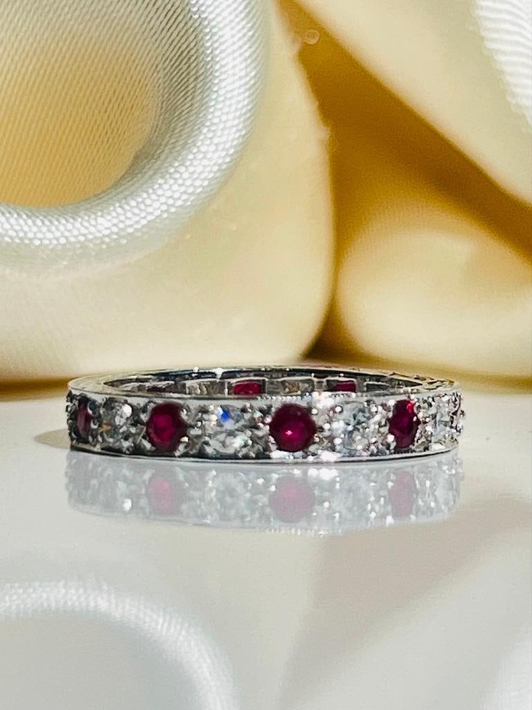 Outstanding 18 CT white gold Ruby and diamond full eternity band Ring (1 of 7)