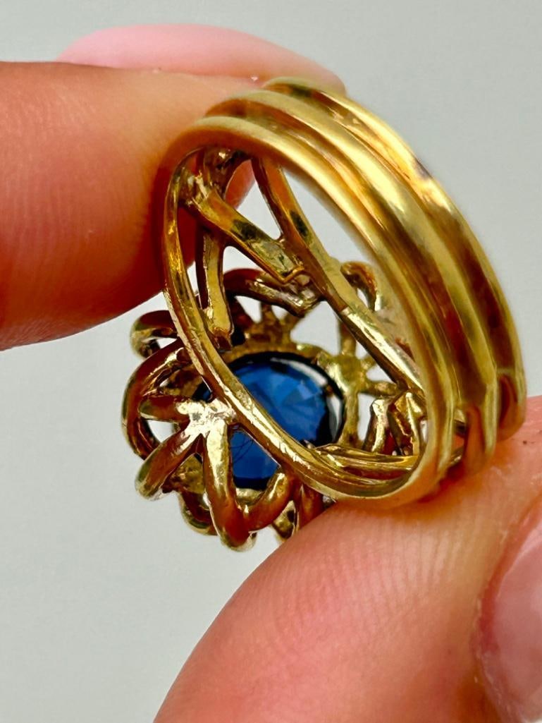 Vintage 18ct Yellow Gold Sapphire and Diamond Ring Band - 6