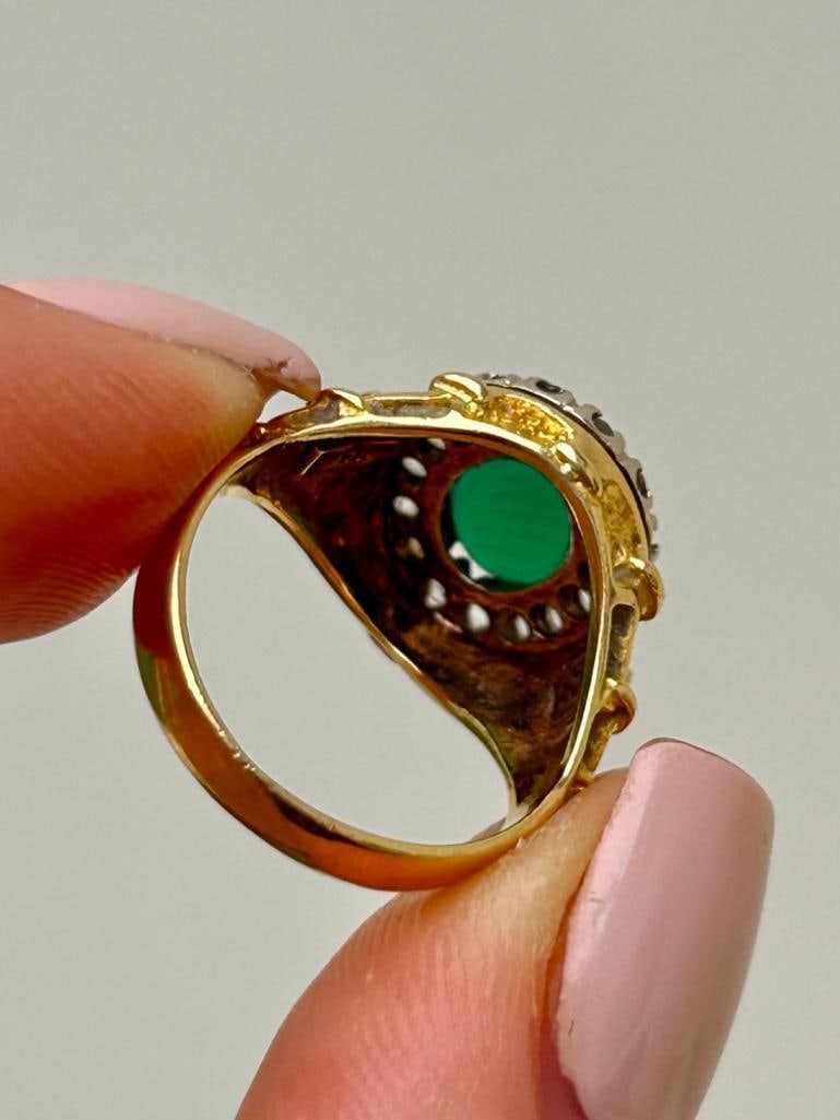 Chunky Emerald and Diamond Gold Dress Ring - 6