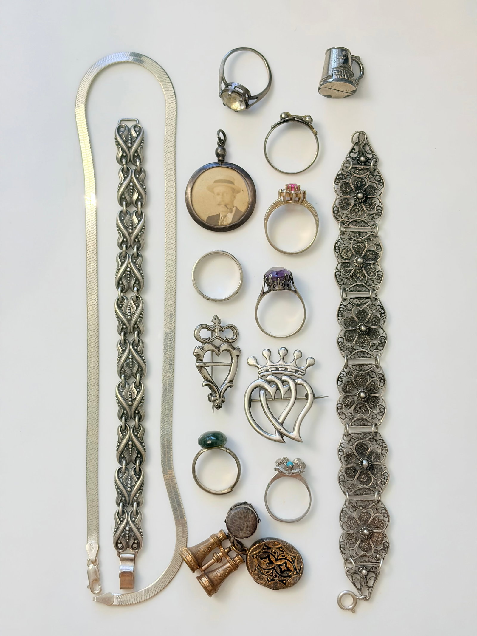 MIXED LOT- SILVER BRACELETS, NECKLACES ETC (1 of 4)