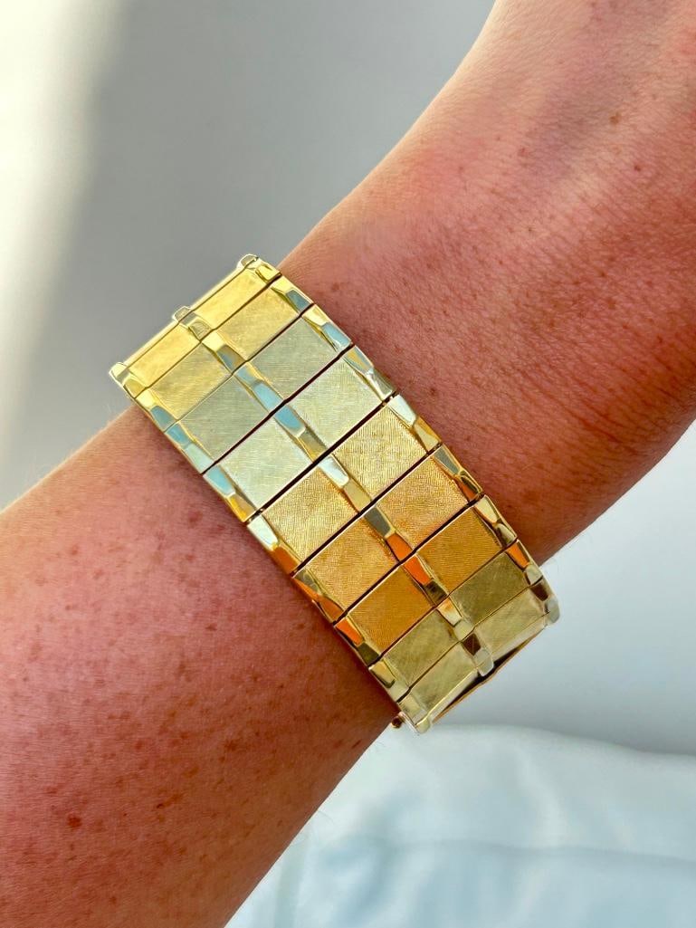 Amazing Wide Cuff Bangle / Bracelet with Safety Clasp: Amazing Wide Cuff Bangle / Bracelet with Safety Clasp gorgeous and chunky! measurements length 19cm width 24mm weight 42g