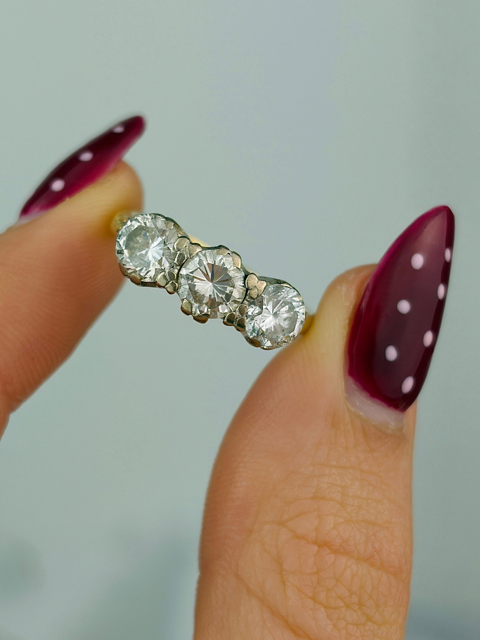 VINTAGE 18CT YELLOW GOLD 1.70CT DIAMOND 3 STONE RING - 5