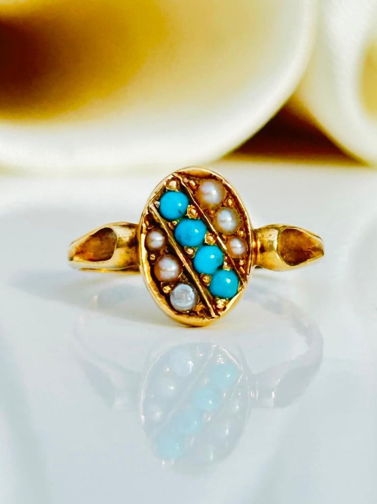 Antique 15ct Gold Pearl and Turquoise Ring (1 of 7)
