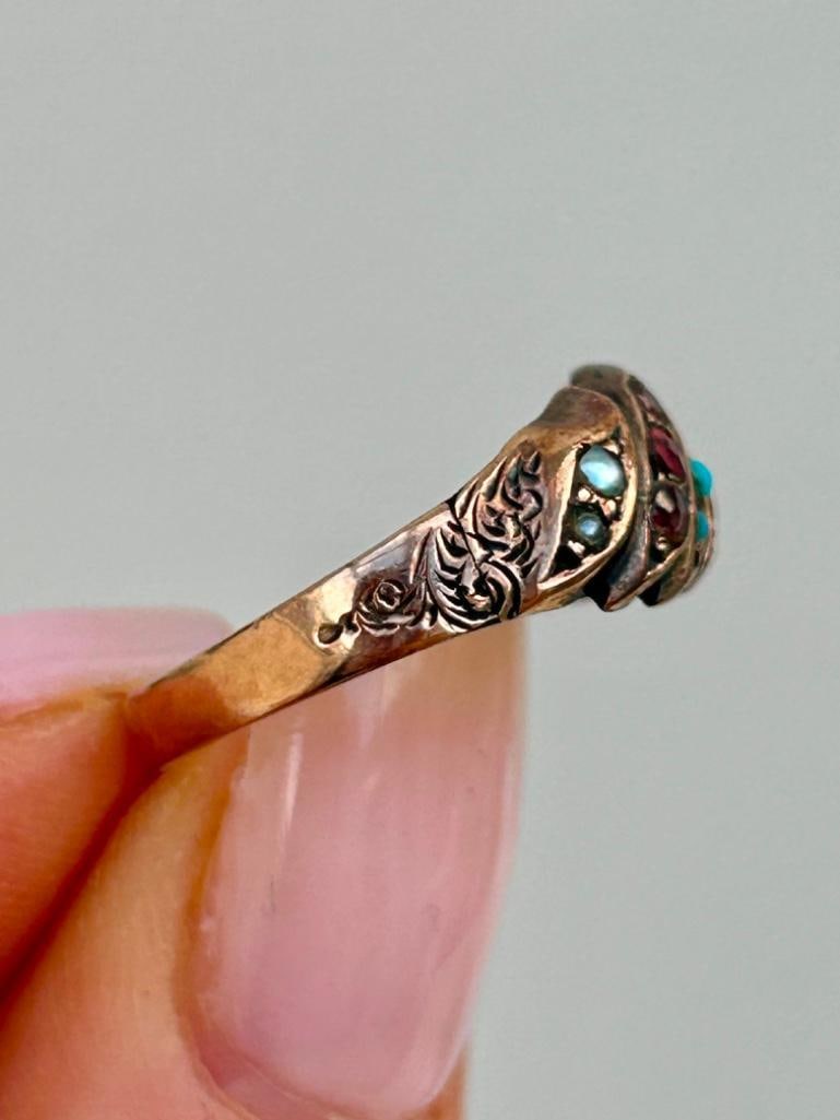 Antique 9ct Gold Gemset Ring - 6