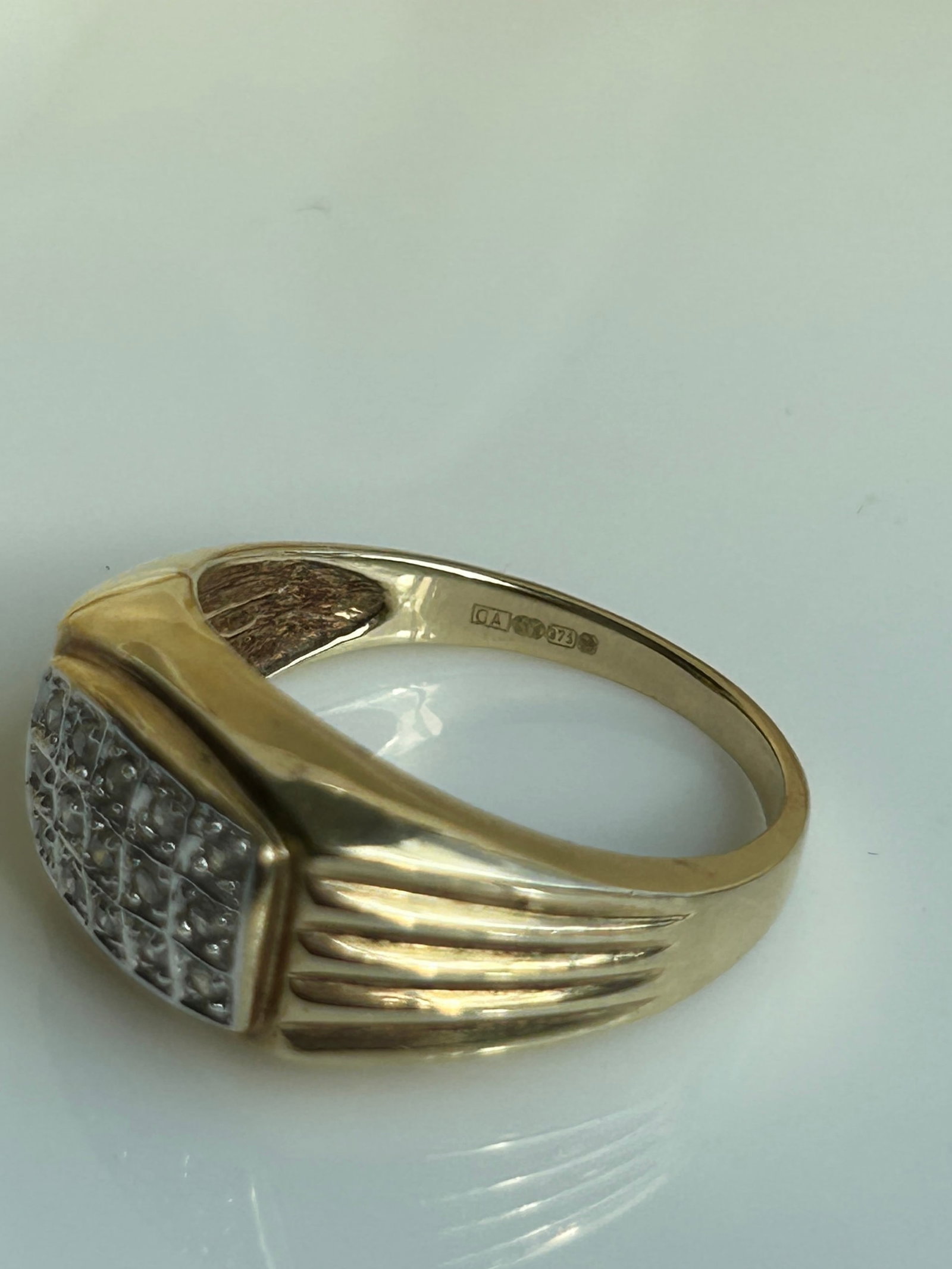 Diamond Square Signet Ring in 9ct Yellow Gold - 4