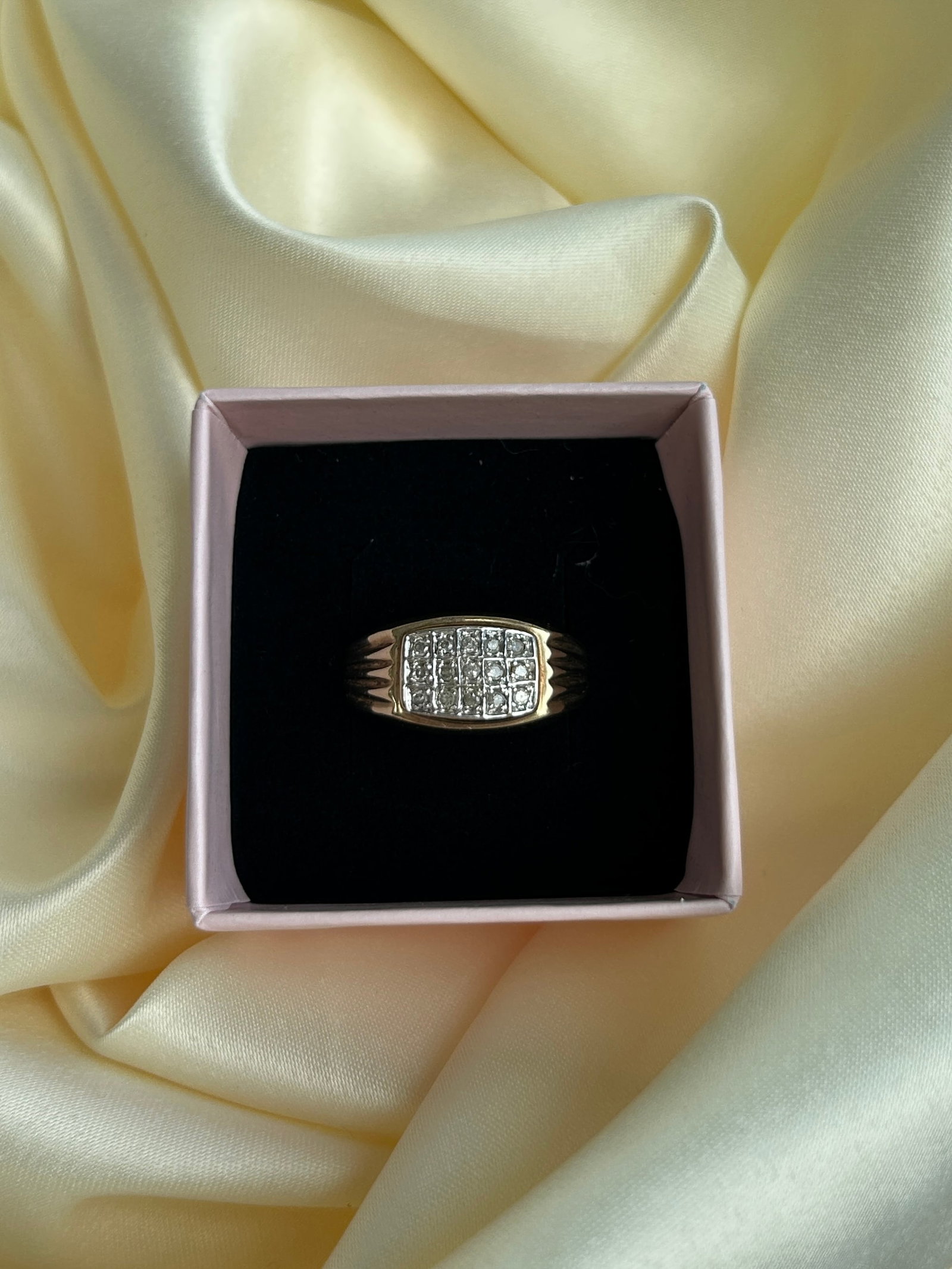 Diamond Square Signet Ring in 9ct Yellow Gold - 5