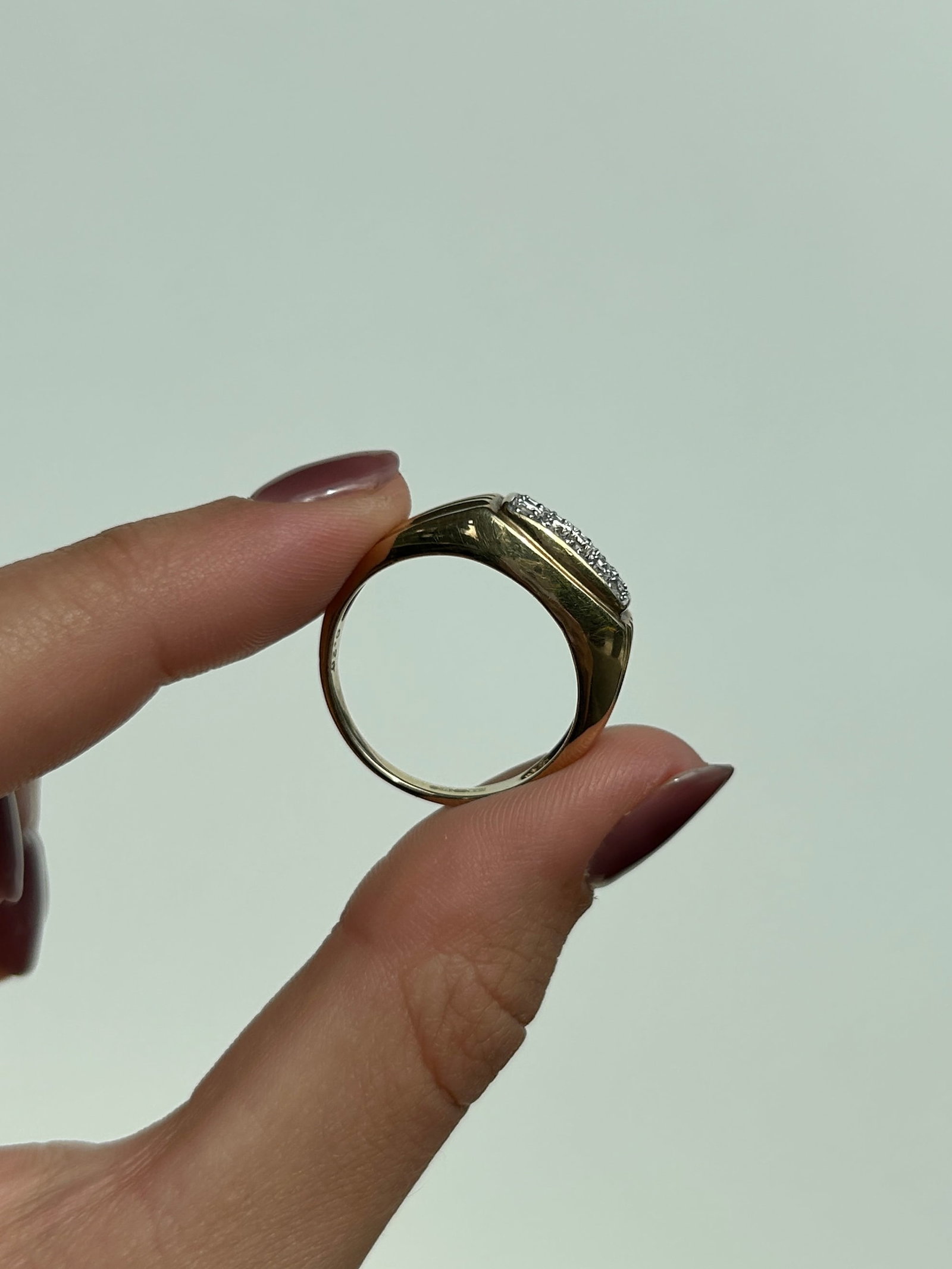 Diamond Square Signet Ring in 9ct Yellow Gold - 6