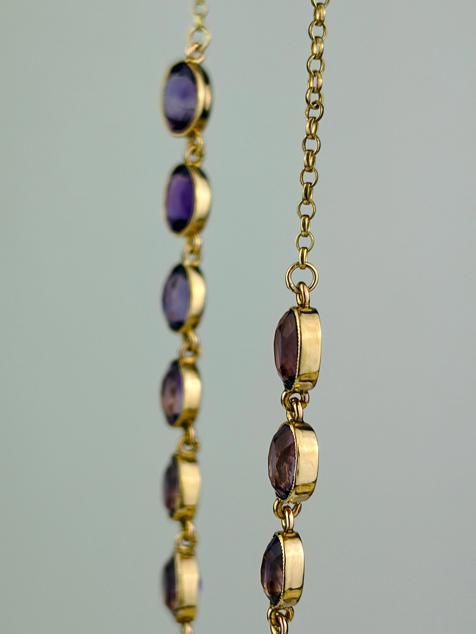 ANTIQUE AMETHYST 9CT YELLOW GOLD NECKLACE - 2
