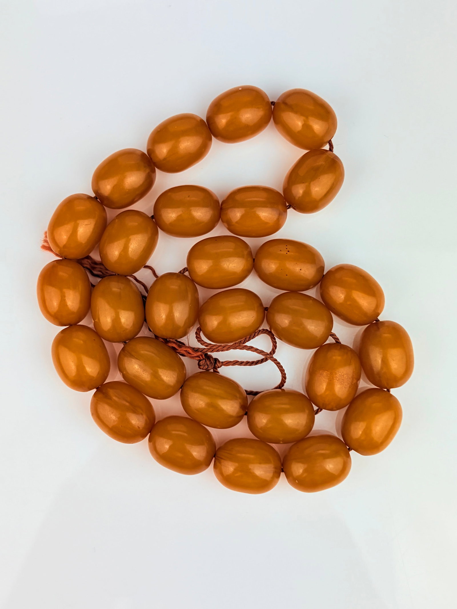 AMBER BAKELITE BEAD NECKLACE NO CLASP - 3