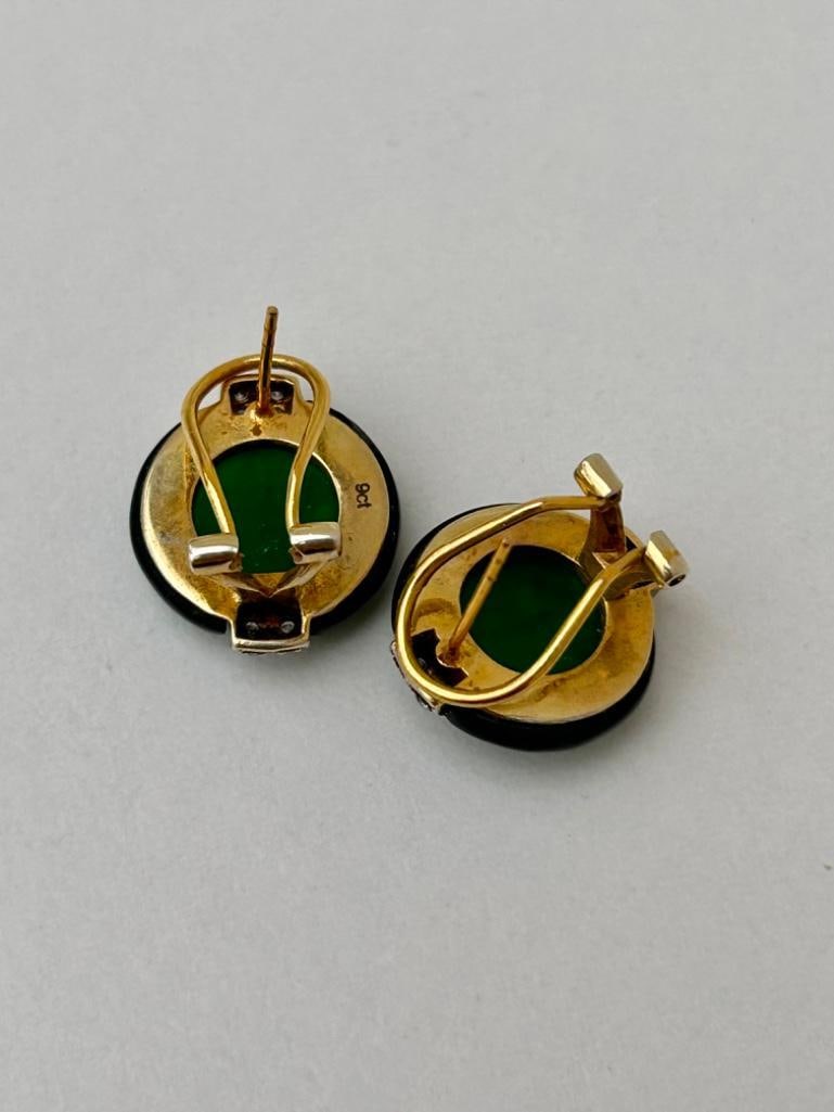 Art Deco Era 9ct Gold Large Earrings - 4