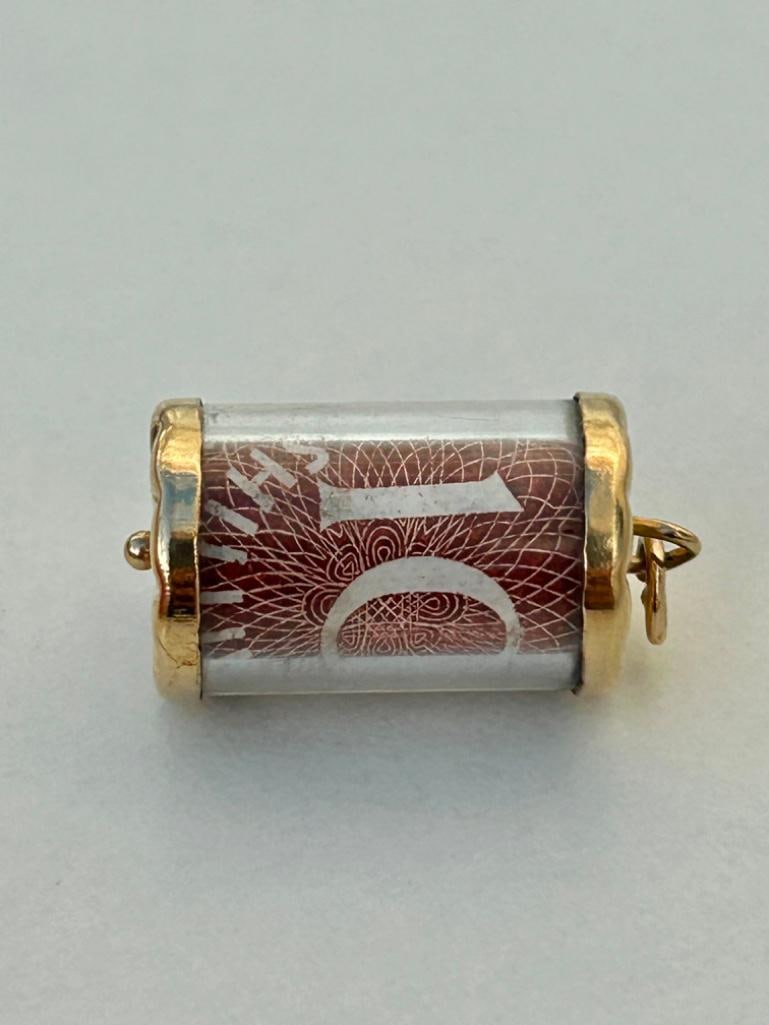 Antique Gold 10 Shilling Large Emergency Charm Pendant - 2