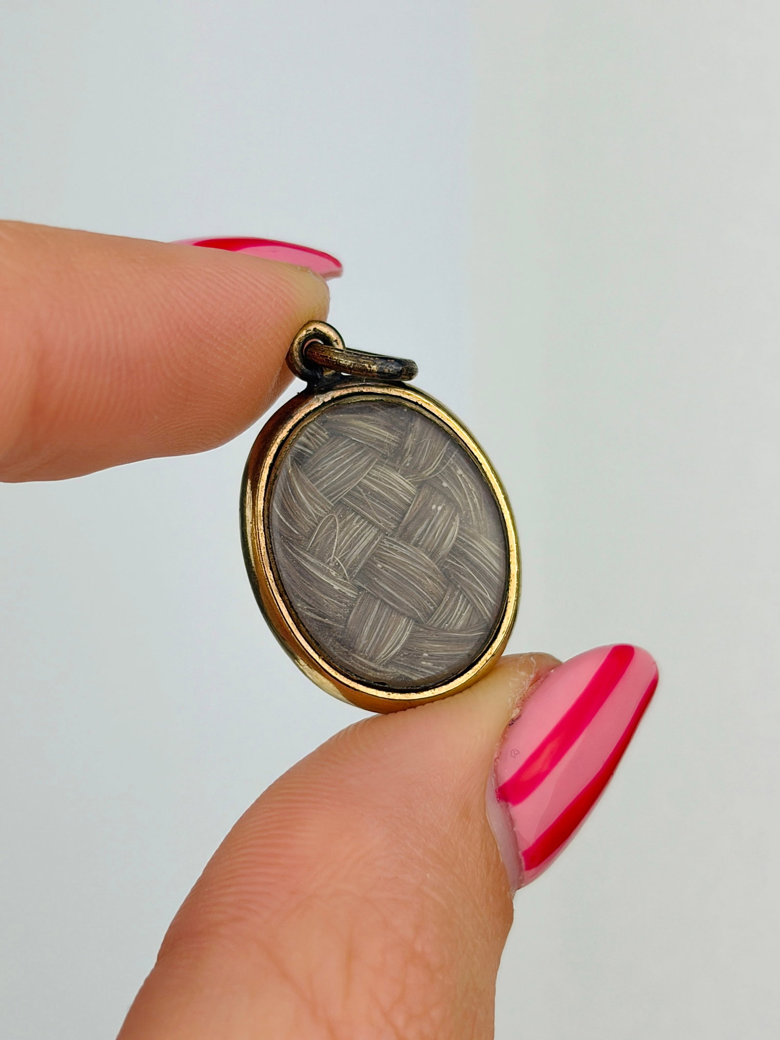 Antique blue enamel locket back pendant - 4