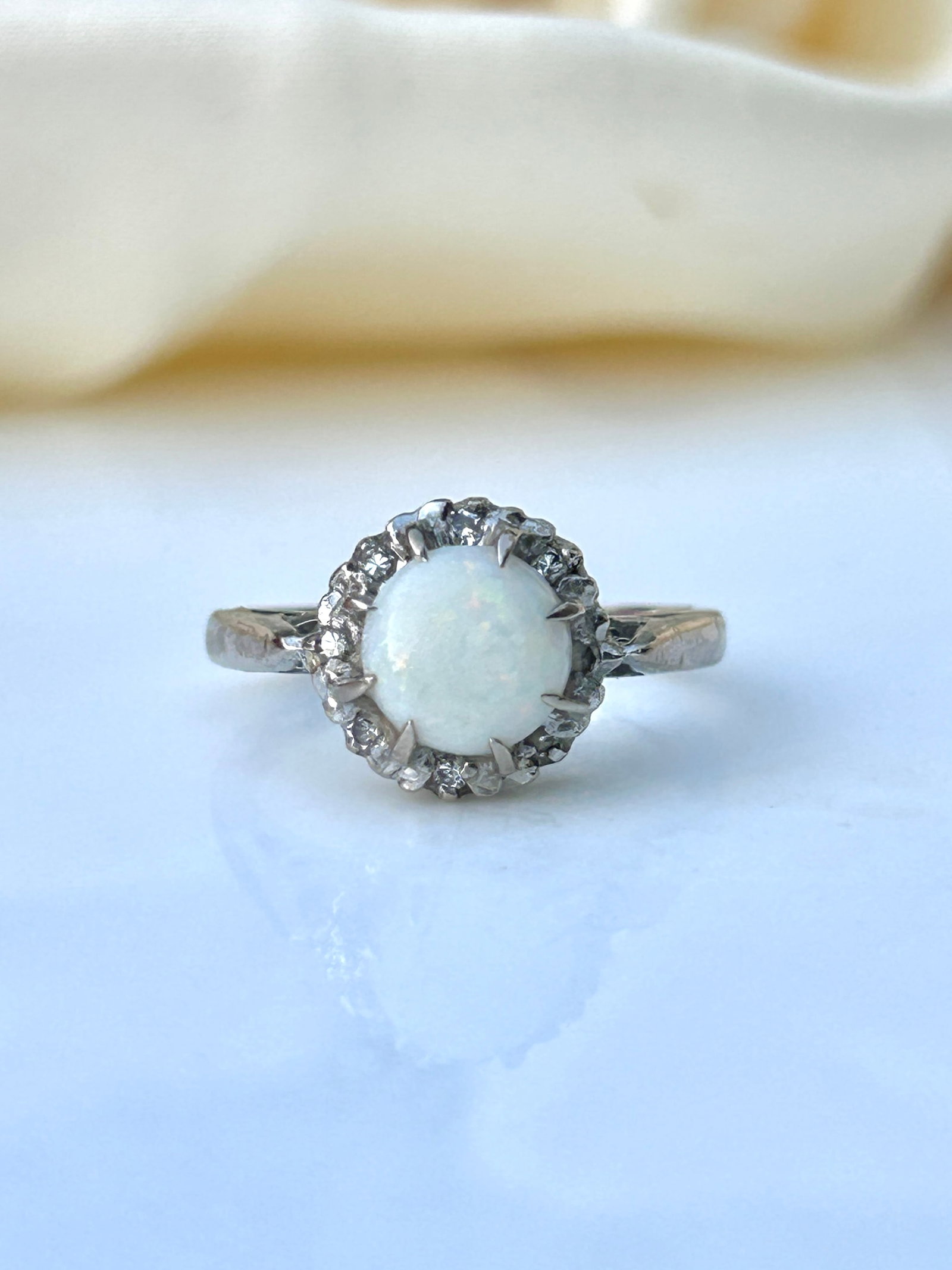 18ct White Gold Opal And Diamond Cluster Ring (1 of 6)