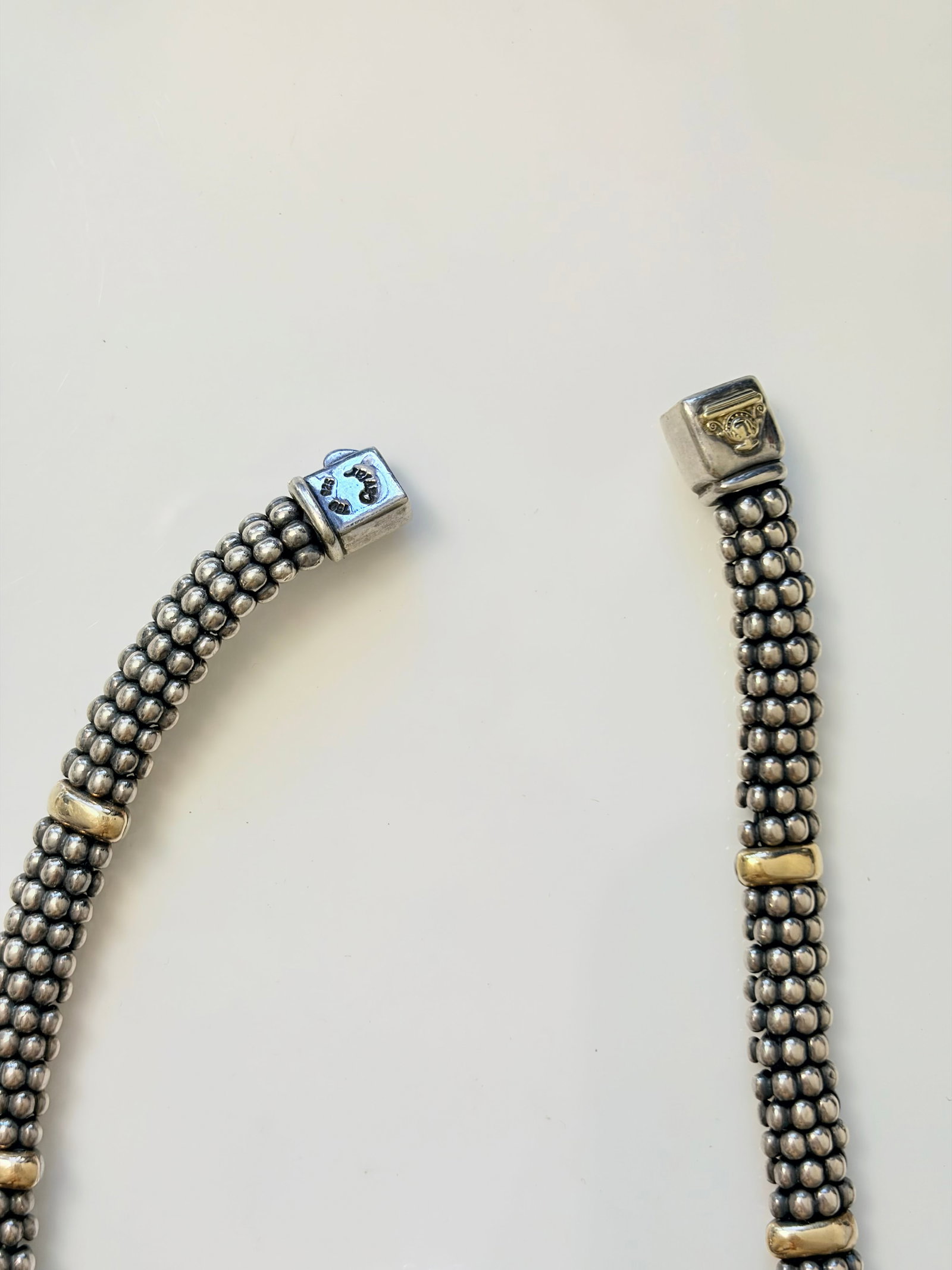 STERLING SILVER AND 18CT GOLD 'CAVIAR' NECKLACE AND BRACELET SET - 3